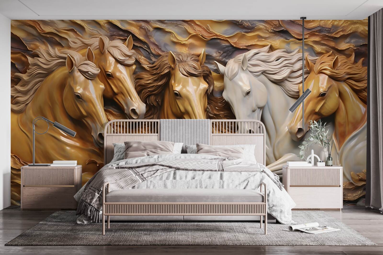 Фотошпалери бігові коні стали легкими