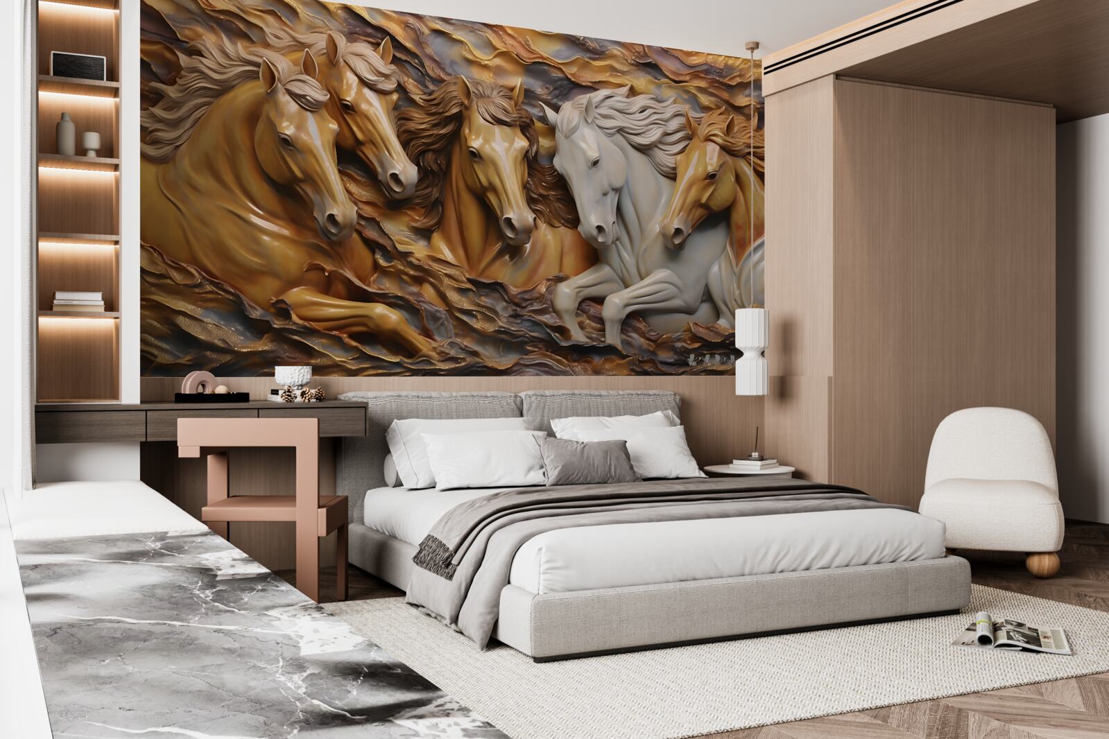 Фотошпалери бігові коні стали легкими