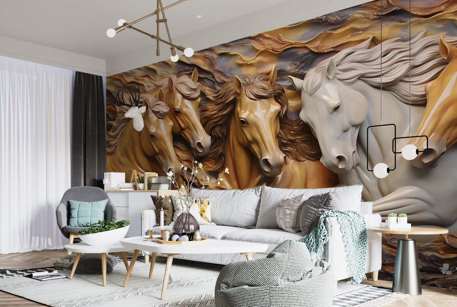 Фотошпалери бігові коні стали легкими