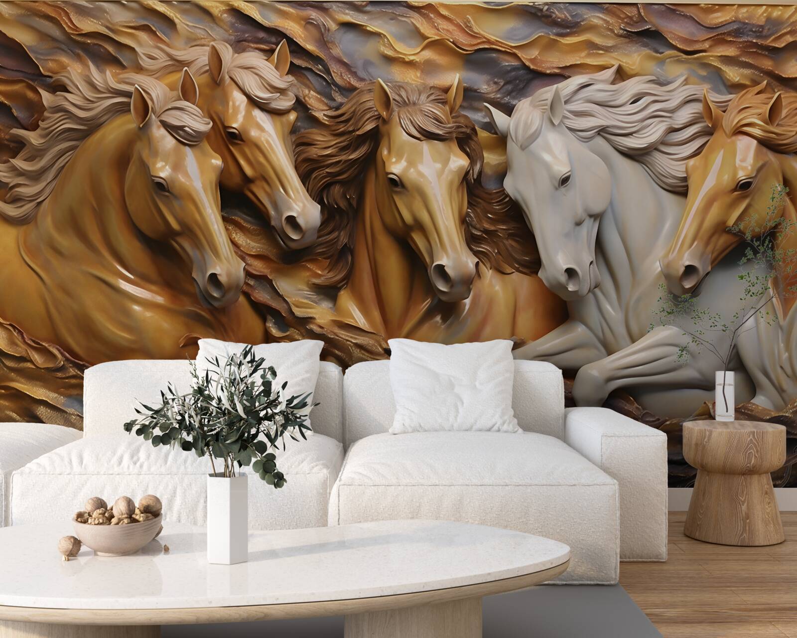 Фотошпалери бігові коні стали легкими