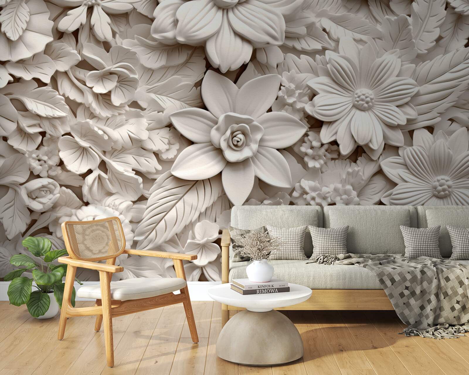 Фотошпалери квіткова композиція в гіпсі