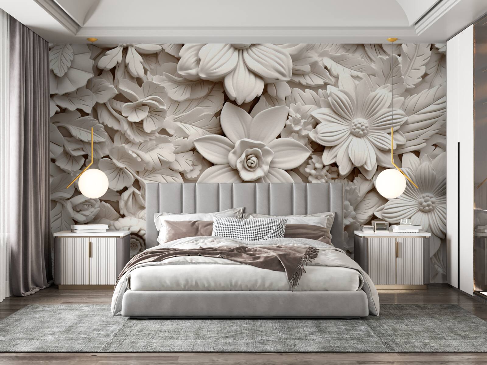 Фотошпалери квіткова композиція в гіпсі