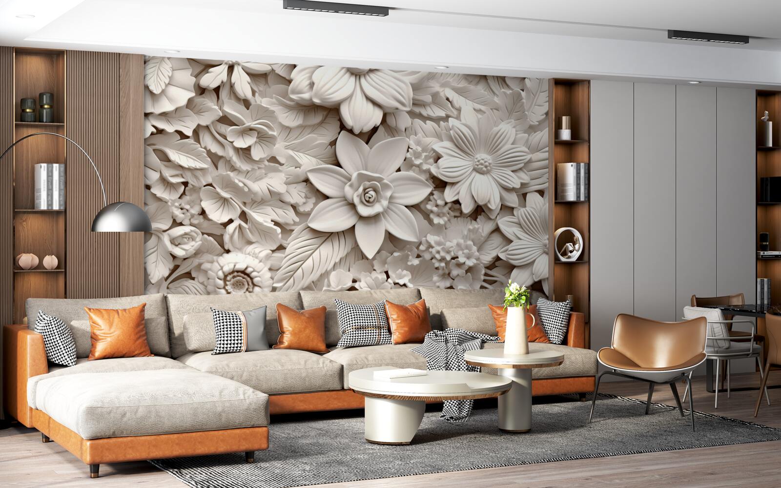 Фотошпалери квіткова композиція в гіпсі