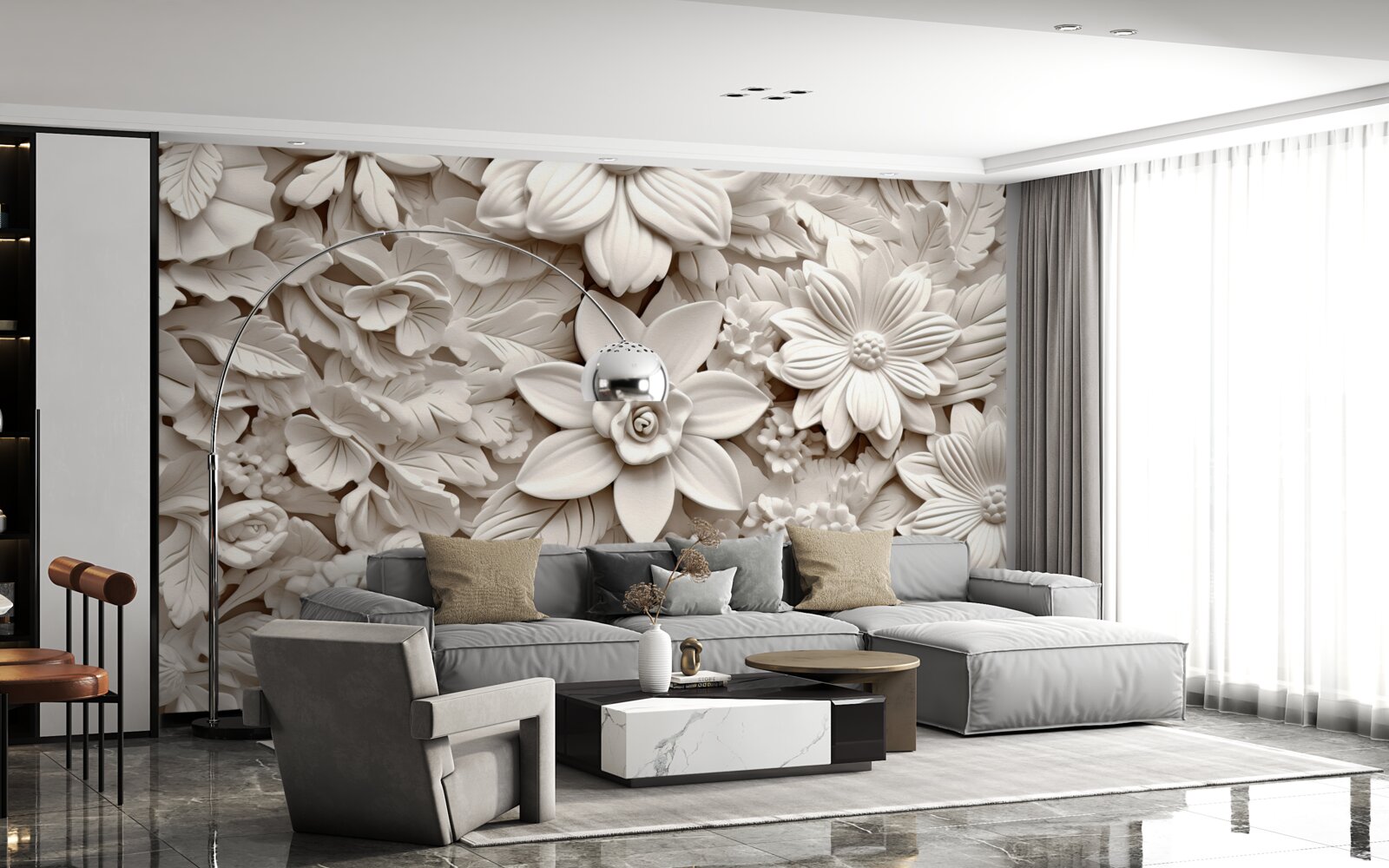 Фотошпалери квіткова композиція в гіпсі