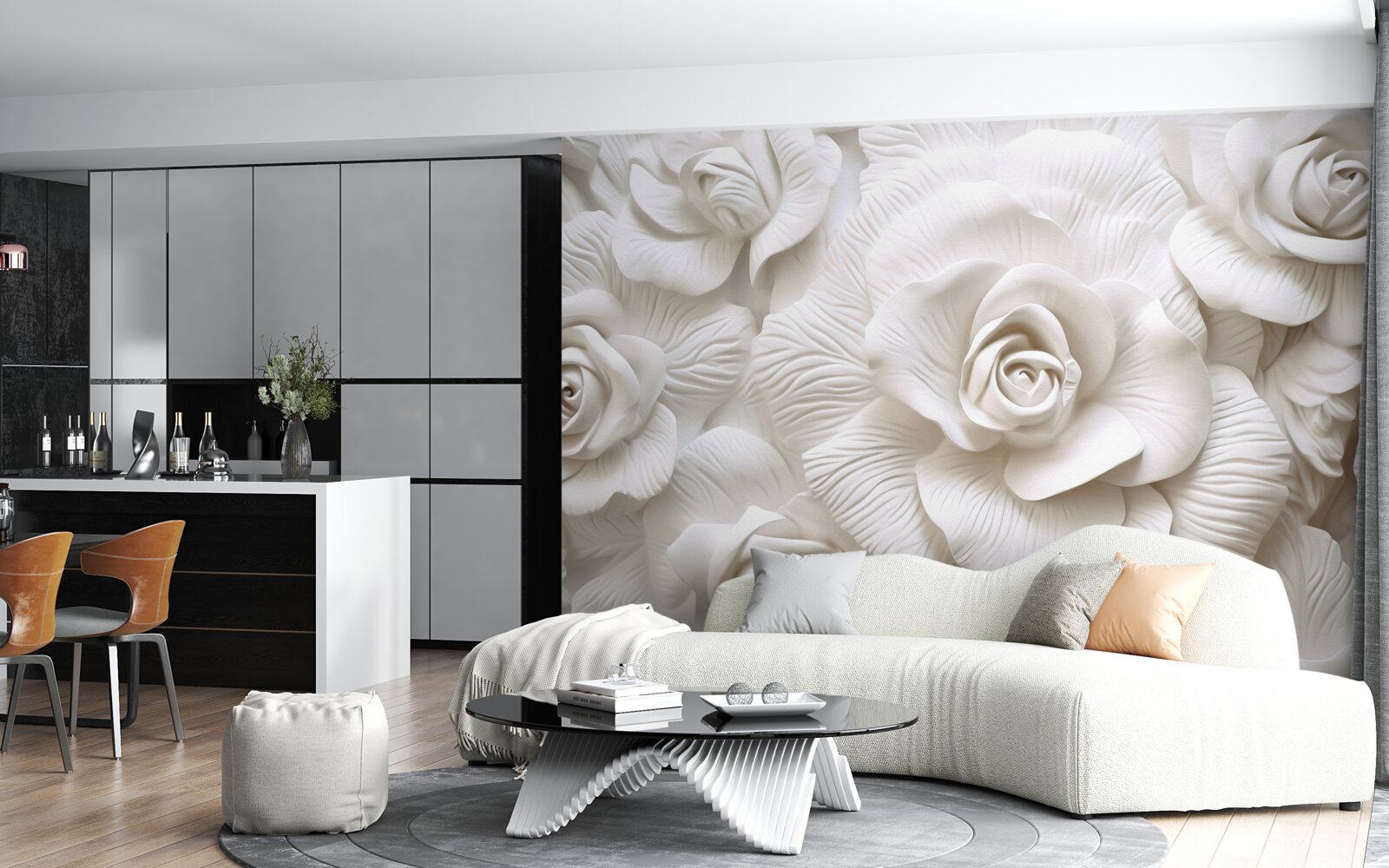 Фотошпалери рельєфні троянди ніжні