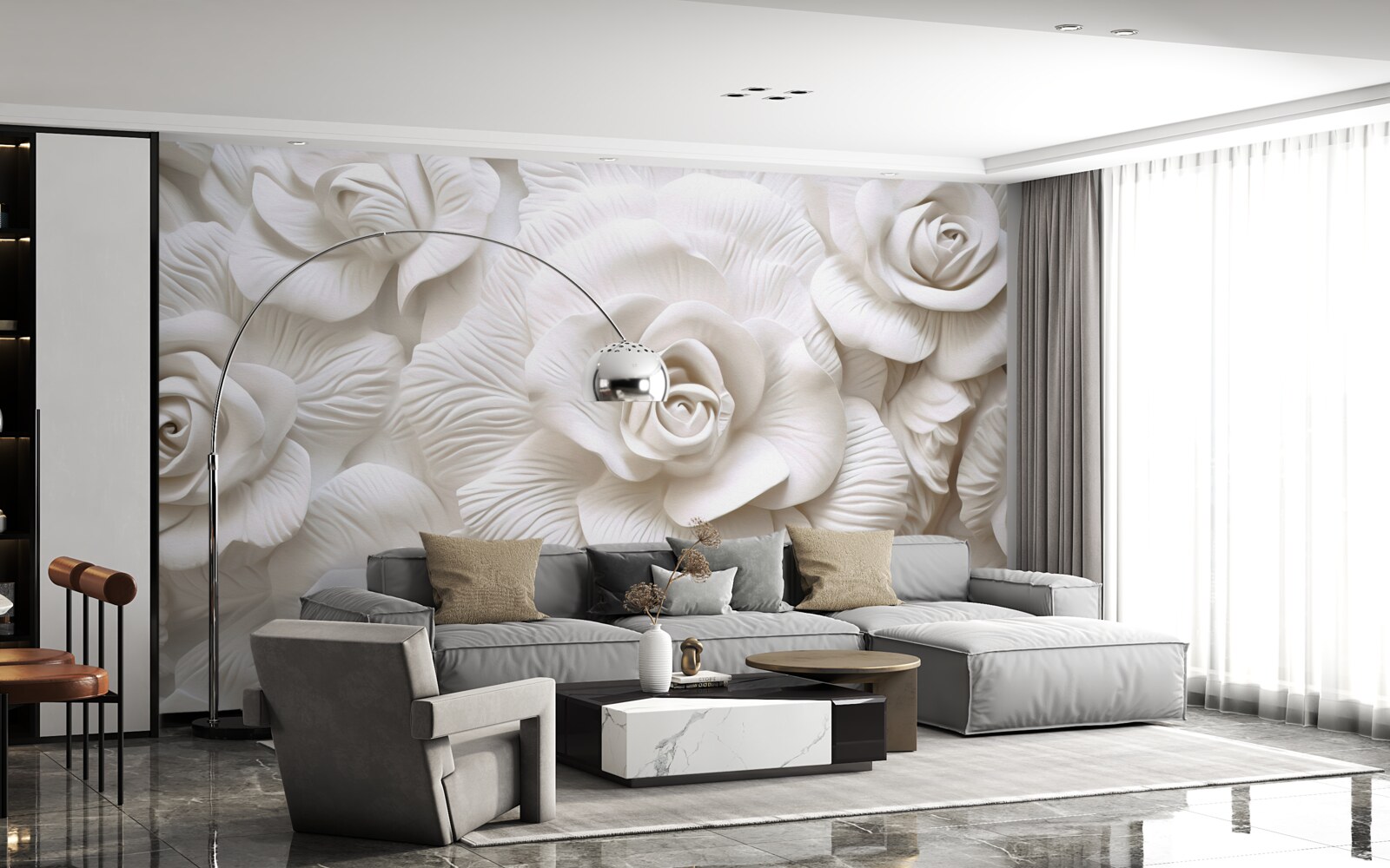 Фотошпалери рельєфні троянди ніжні