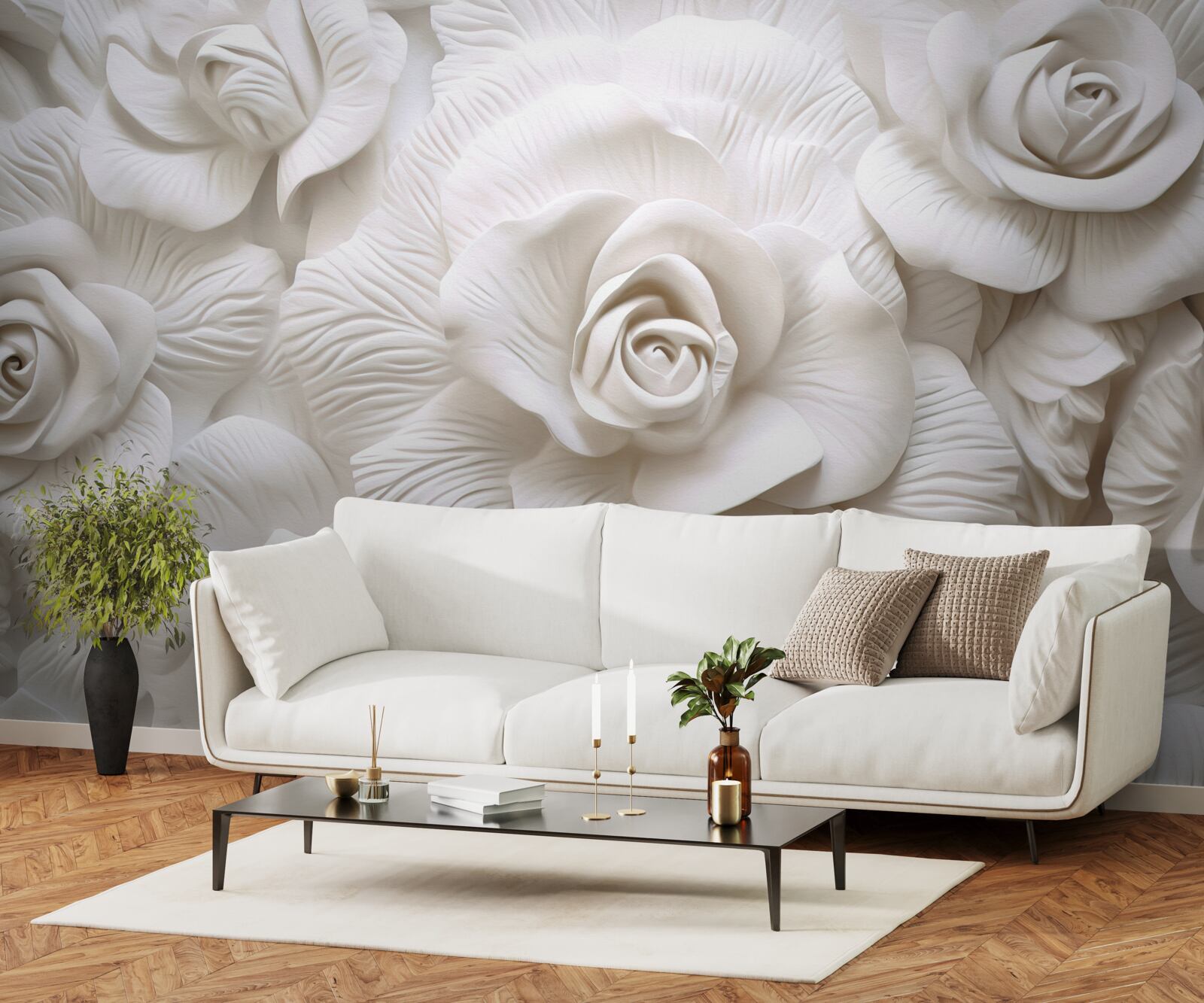 Фотошпалери рельєфні троянди ніжні