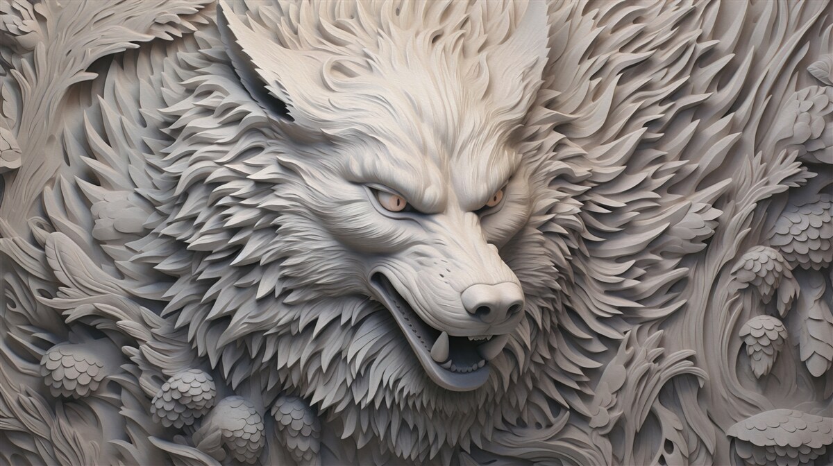 Фотошпалери потужний рик вовка створює багатогранний образ