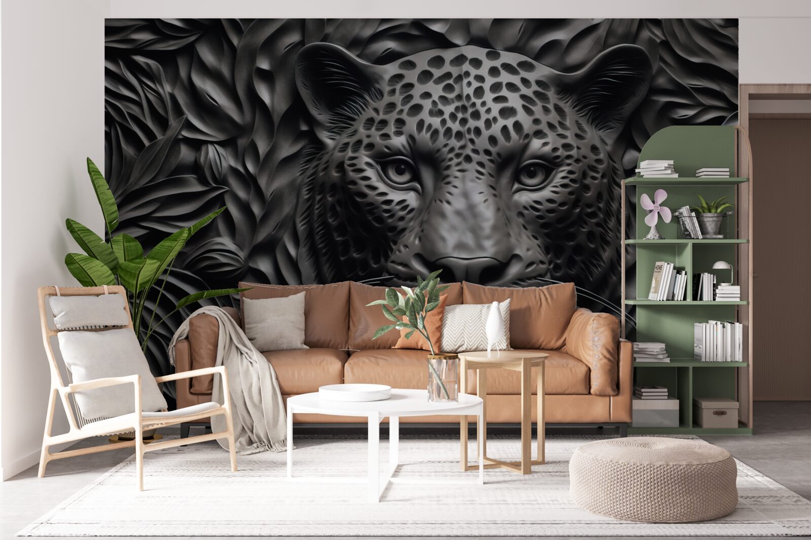 Фотошпалери чорний тигр на дереві вражаючих розмірів