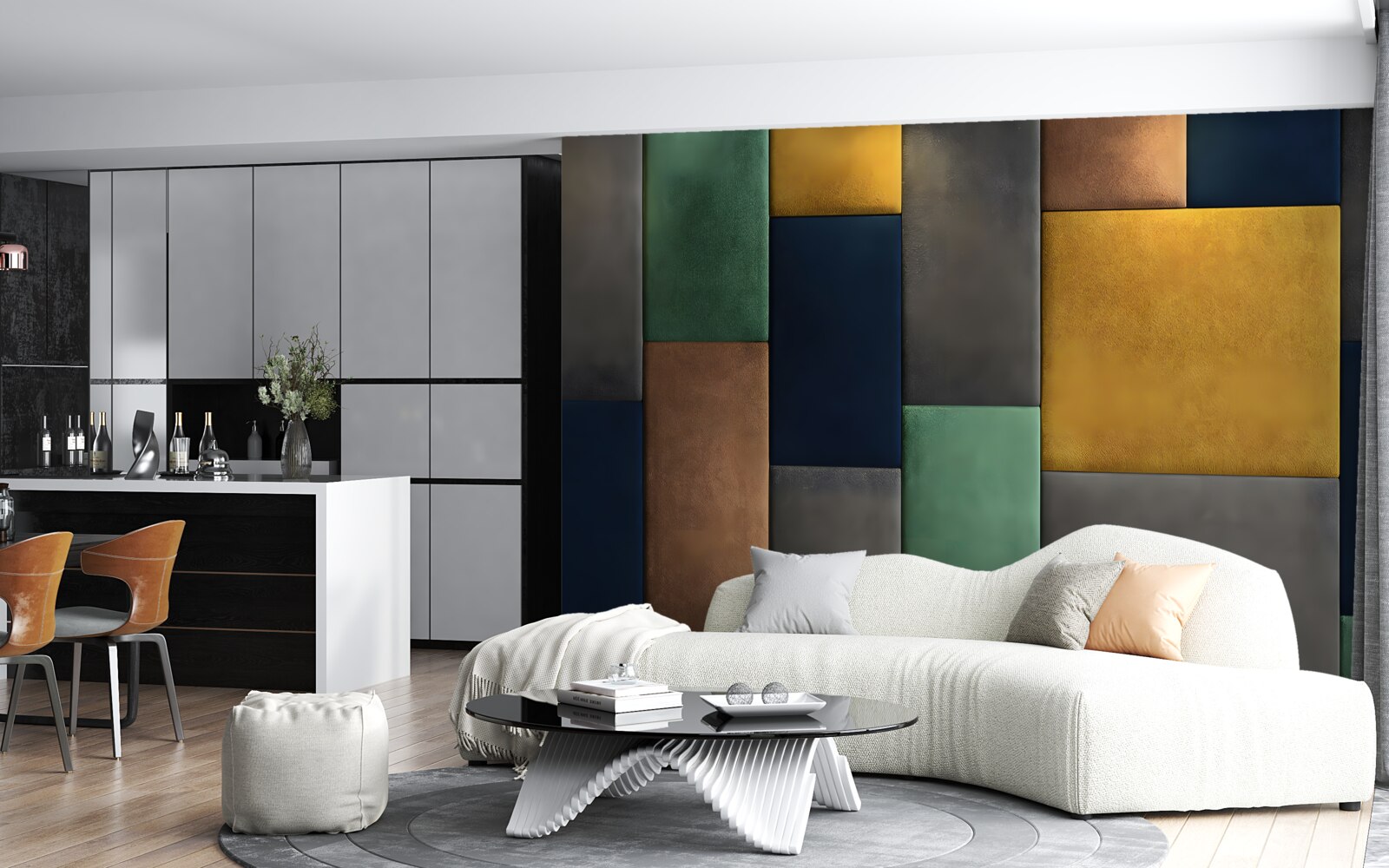 Фотошпалери різнокольорові трикутники, розташовані вертикально