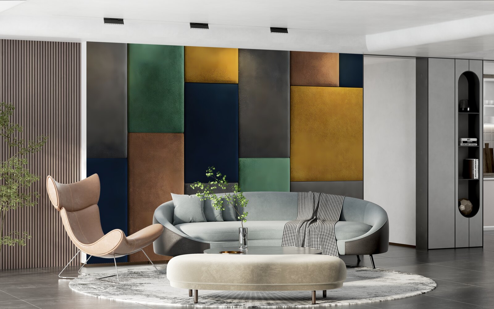 Фотошпалери різнокольорові трикутники, розташовані вертикально