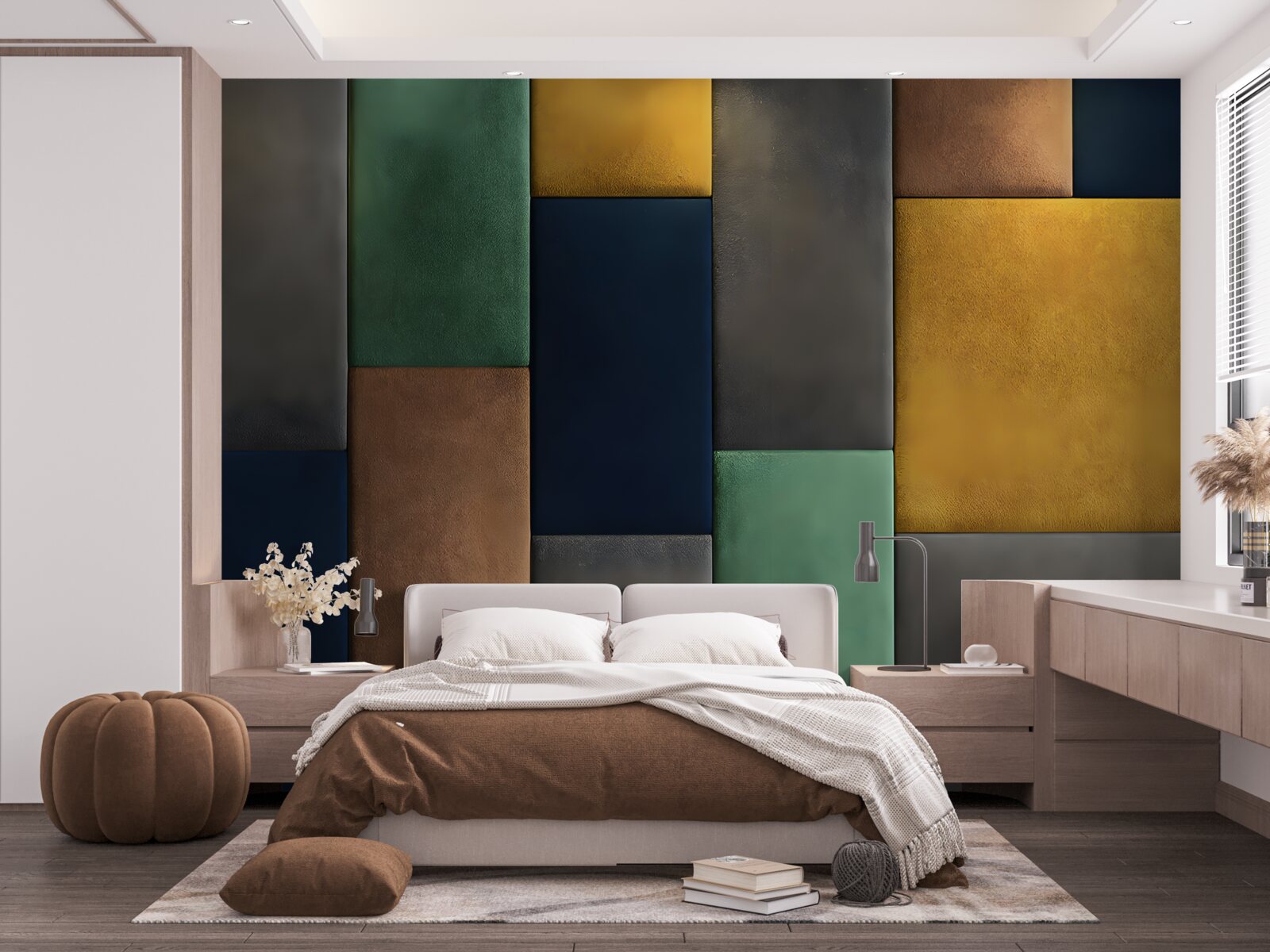 Фотошпалери різнокольорові трикутники, розташовані вертикально