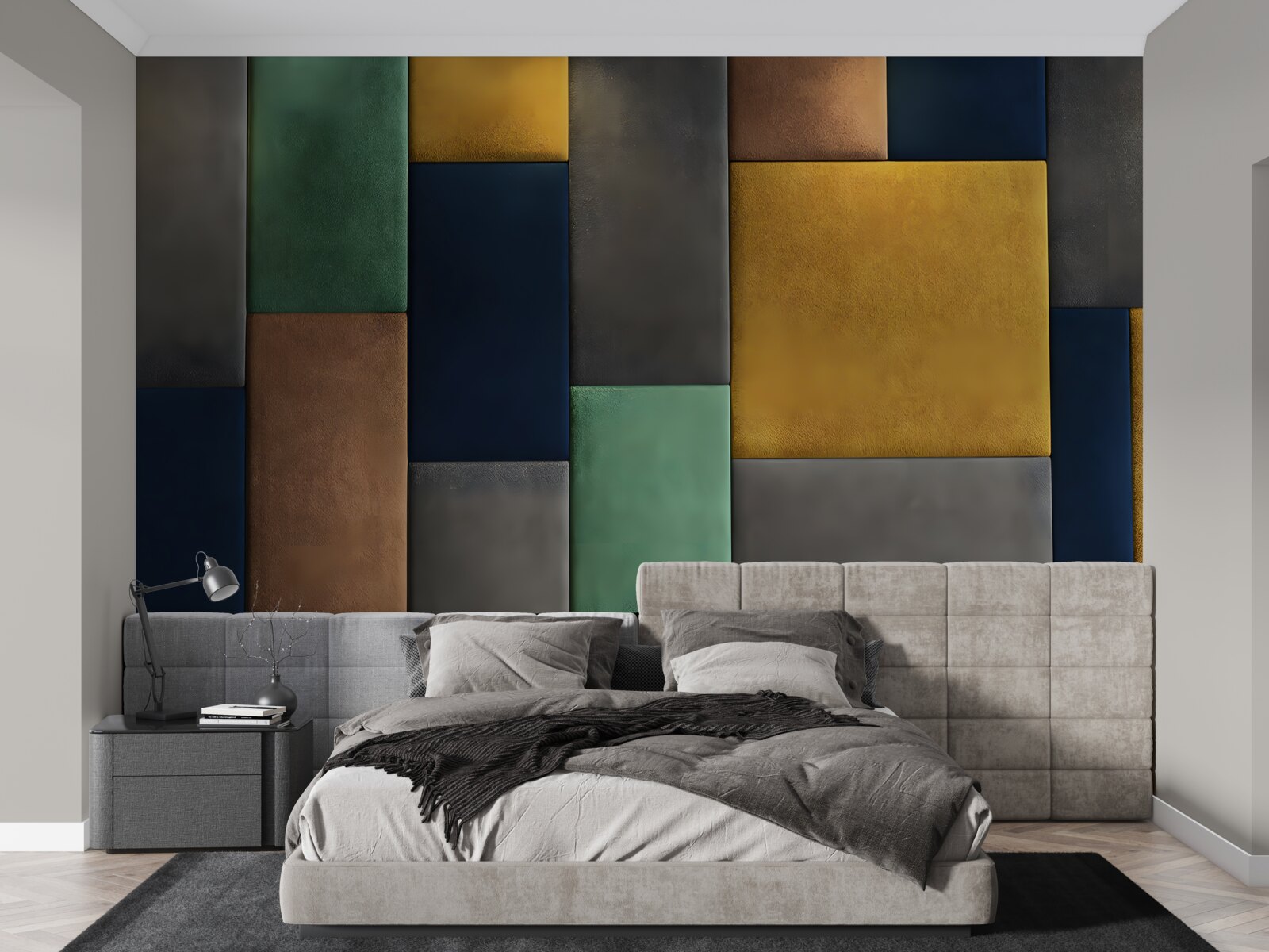 Фотошпалери різнокольорові трикутники, розташовані вертикально