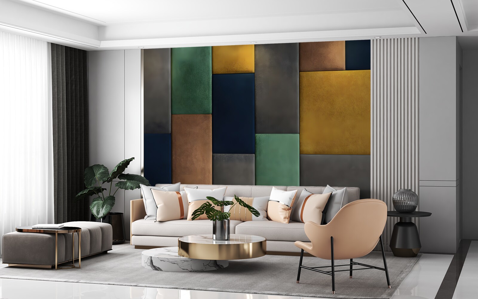 Фотошпалери різнокольорові трикутники, розташовані вертикально