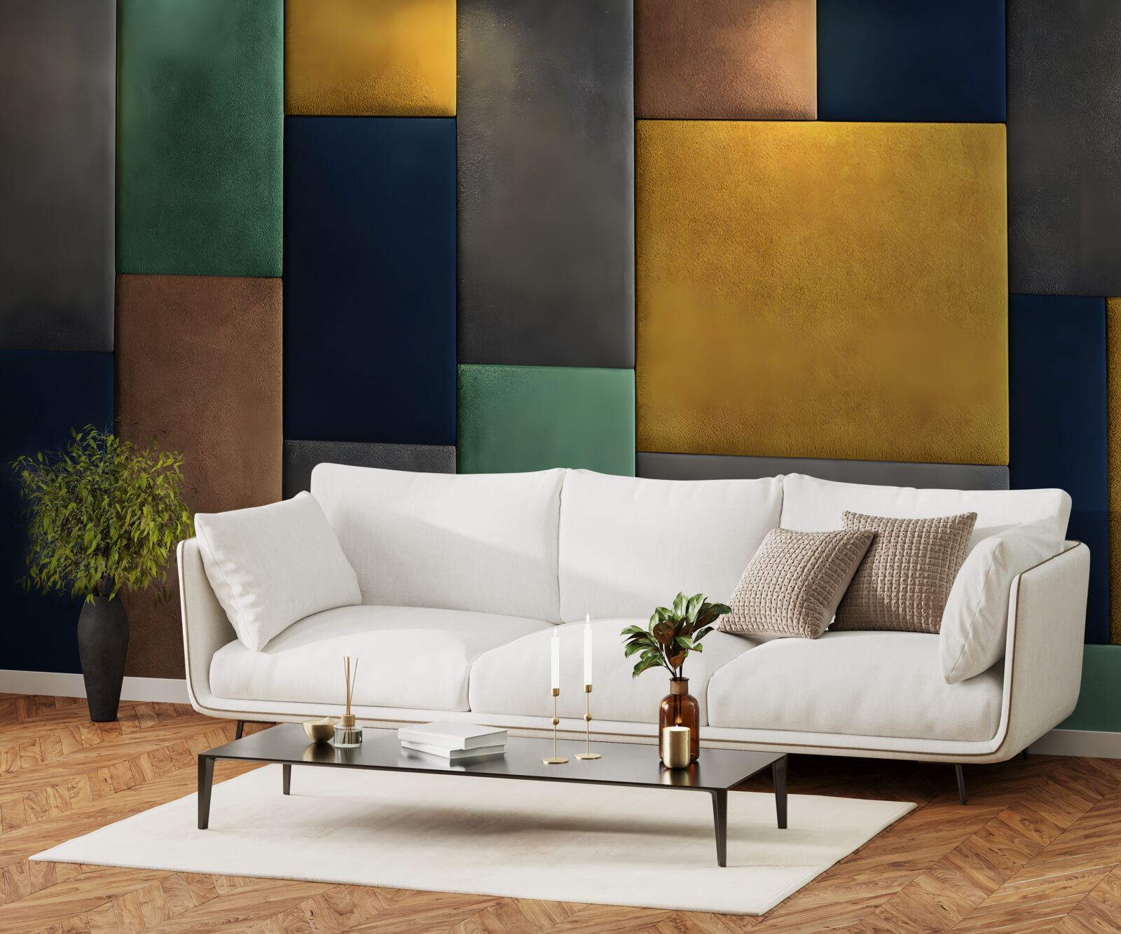 Фотошпалери різнокольорові трикутники, розташовані вертикально