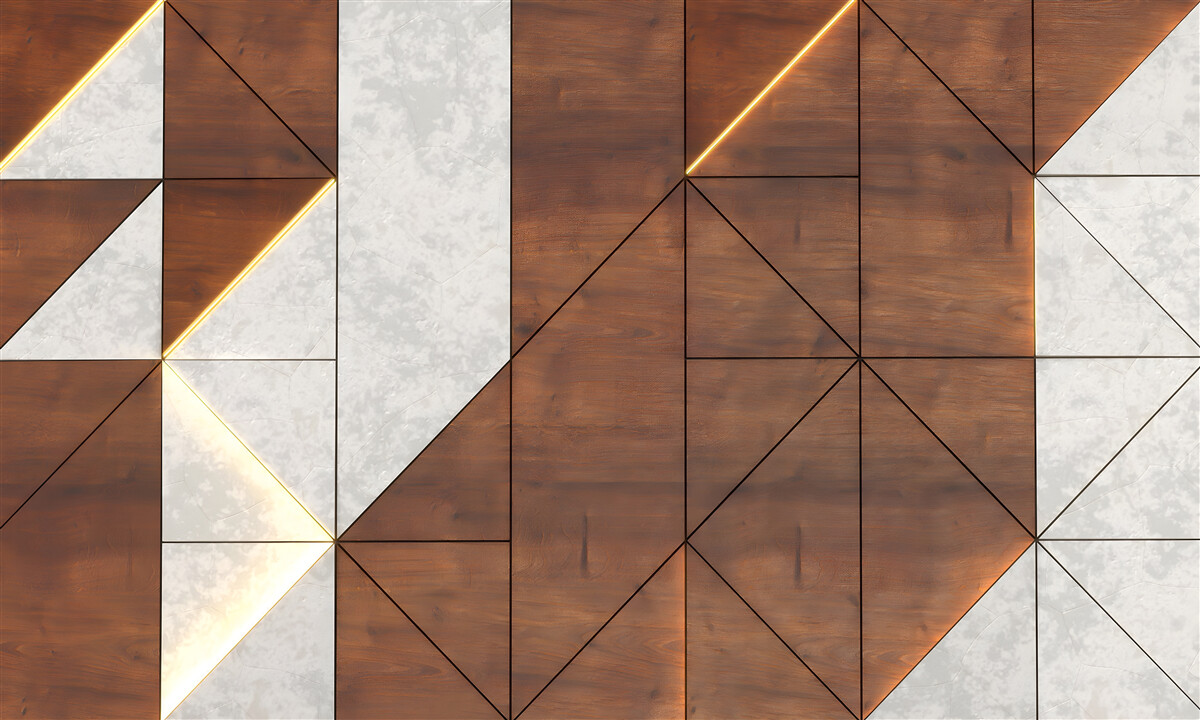 Фотошпалери геометричні фігури на дерев'яній підлозі