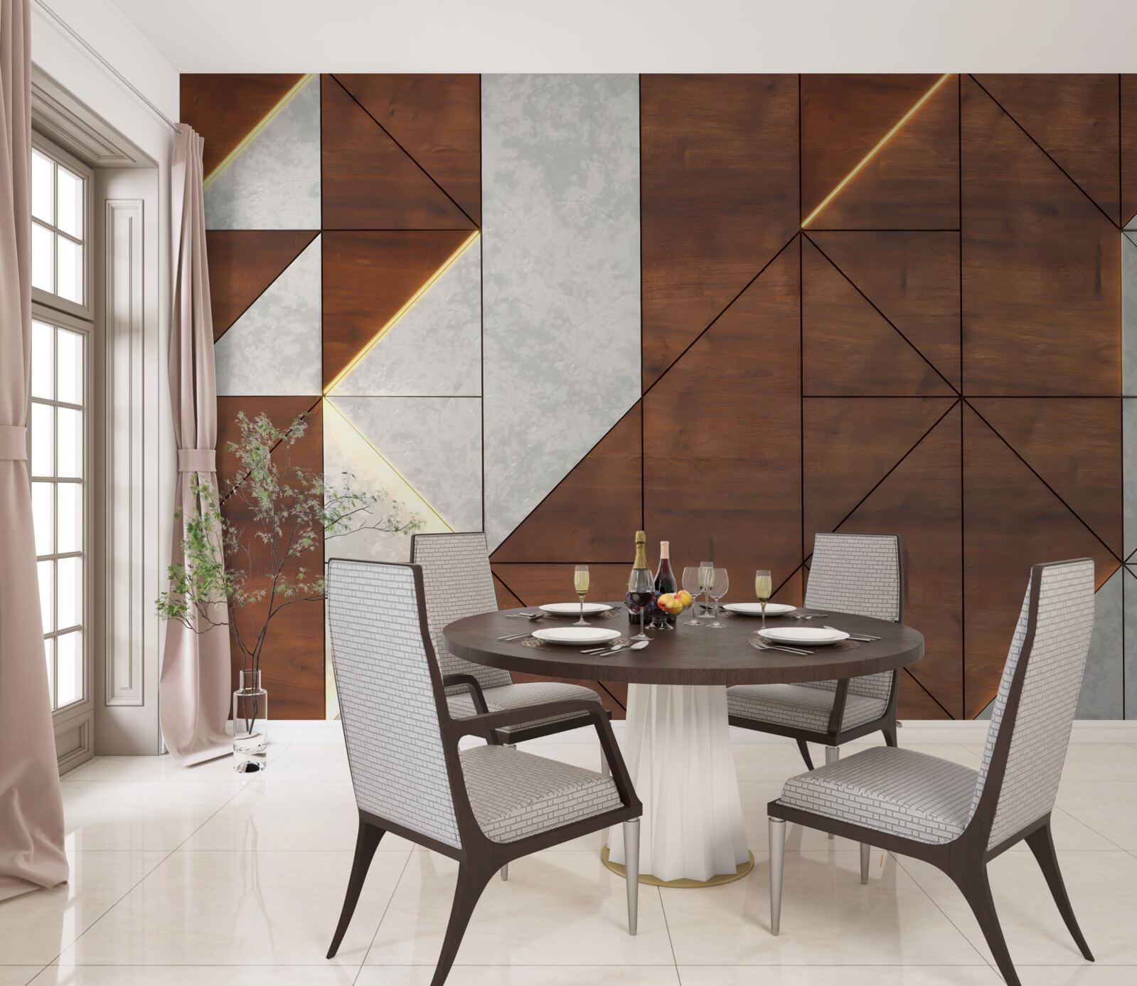 Фотошпалери геометричні фігури на дерев'яній підлозі