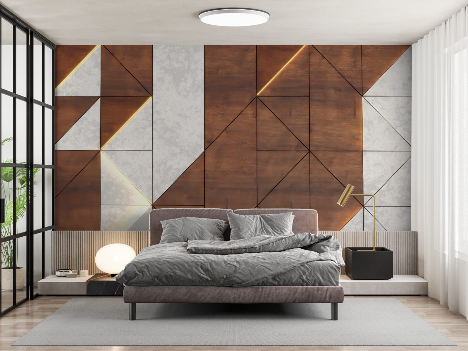 Фотошпалери геометричні фігури на дерев'яній підлозі