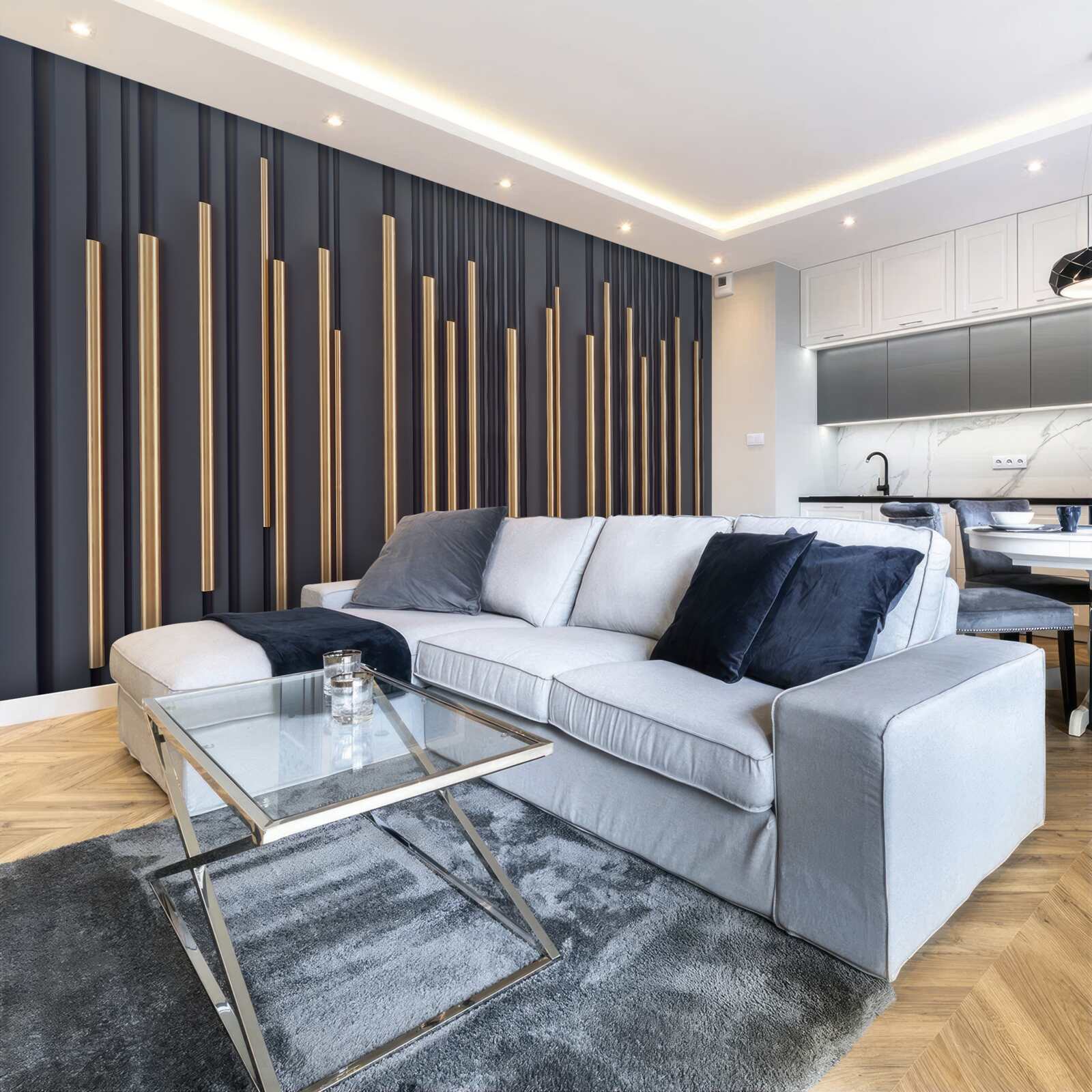 Фотошпалери золоті вставки на вертикальних лініях