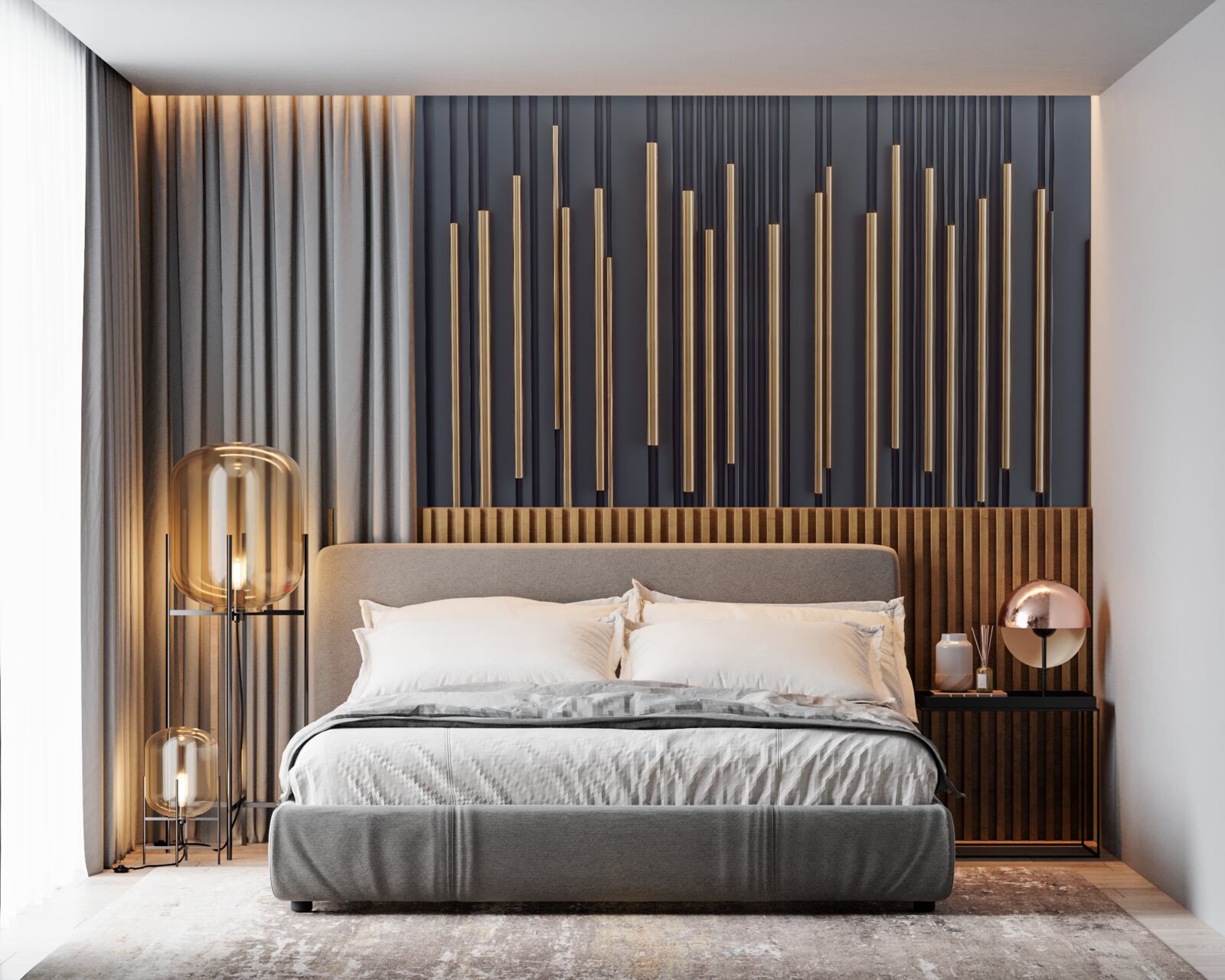 Фотошпалери золоті вставки на вертикальних лініях