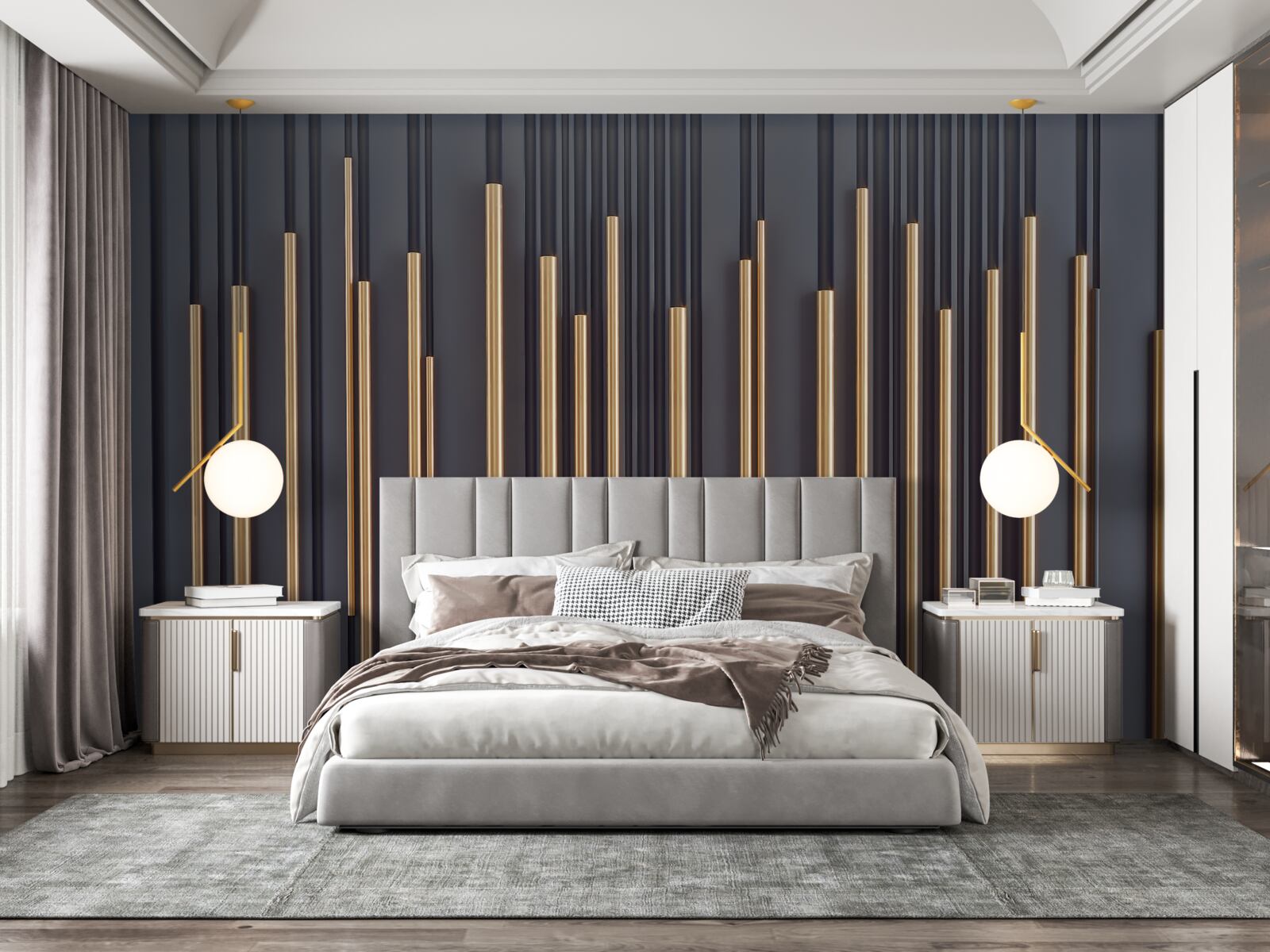 Фотошпалери золоті вставки на вертикальних лініях