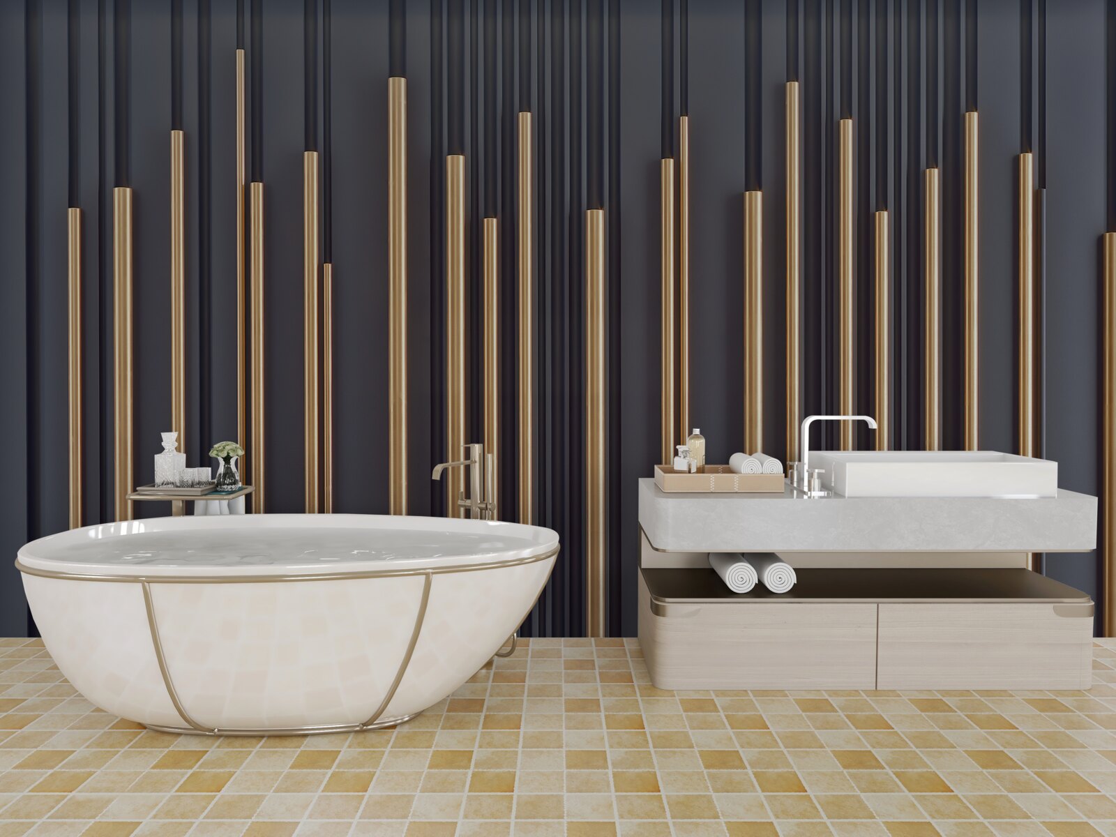 Фотошпалери золоті вставки на вертикальних лініях