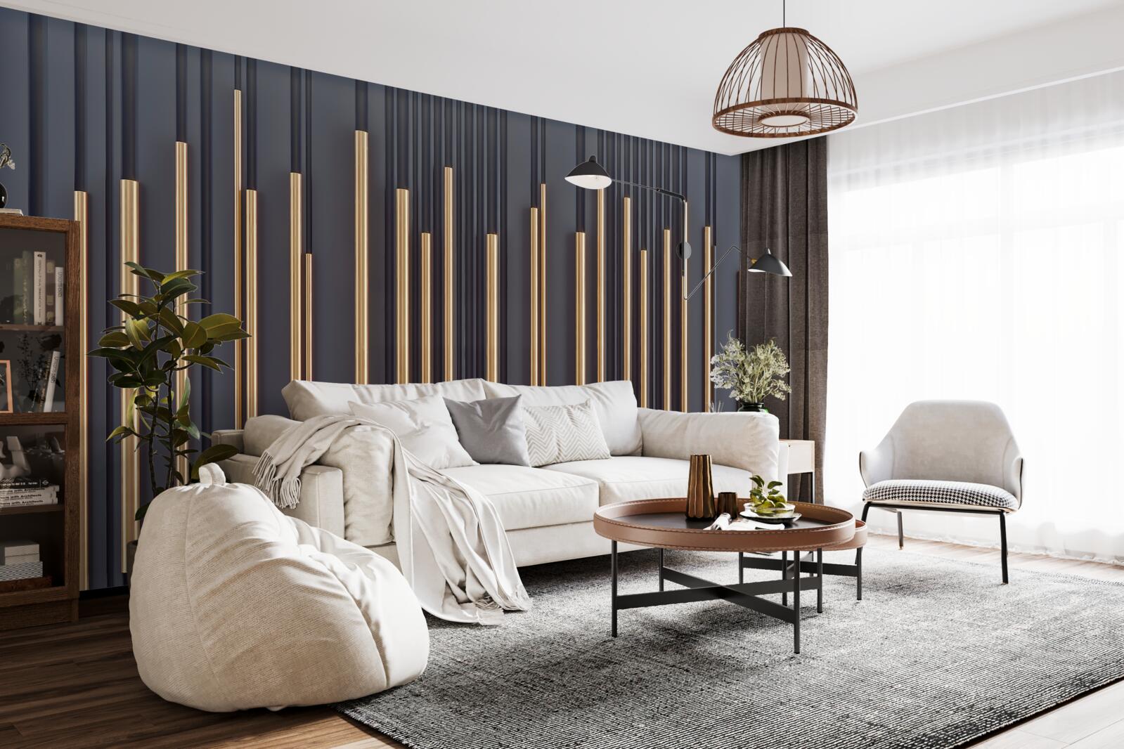 Фотошпалери золоті вставки на вертикальних лініях