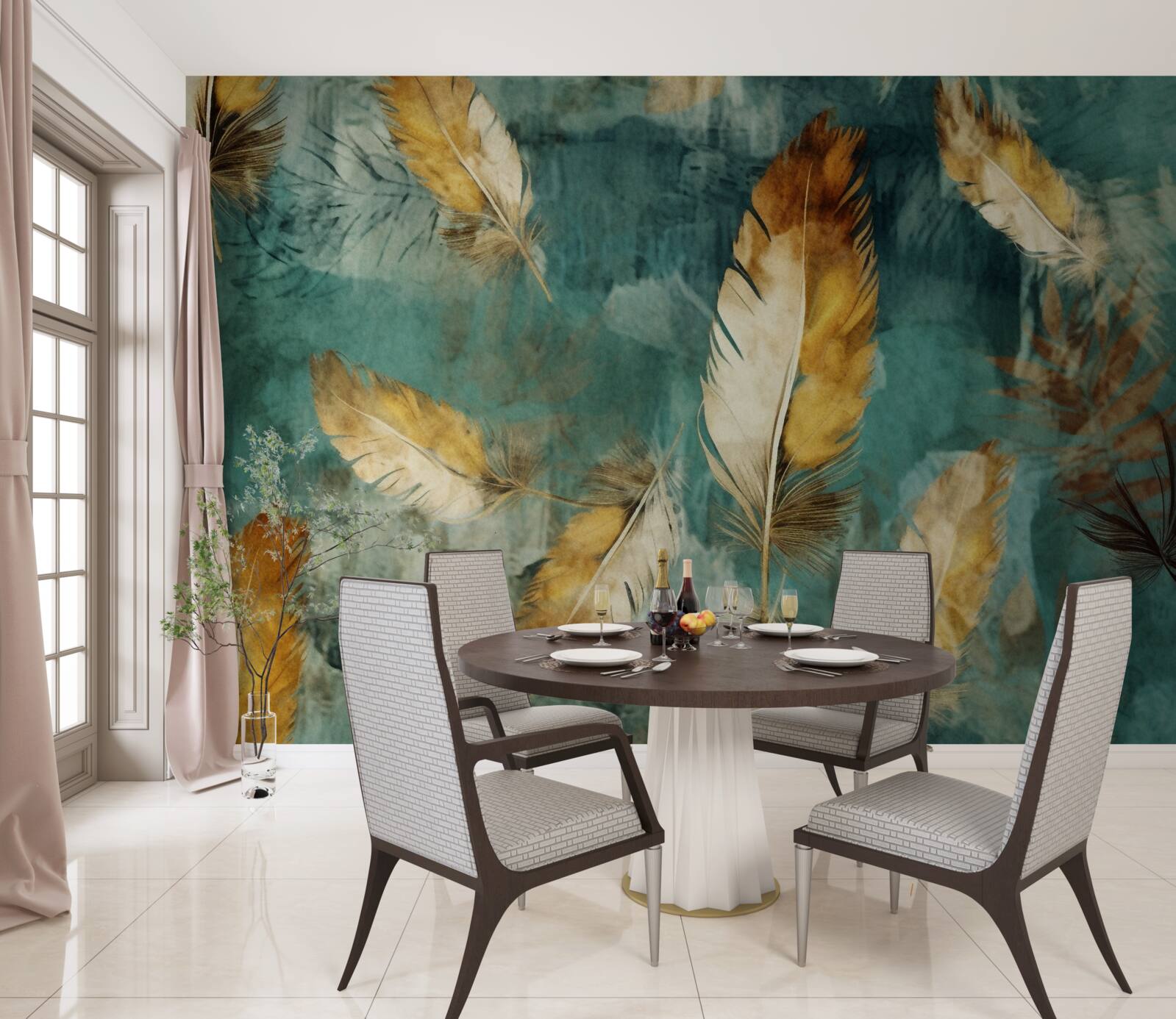 Фотошпалери золоте абстрактне листя