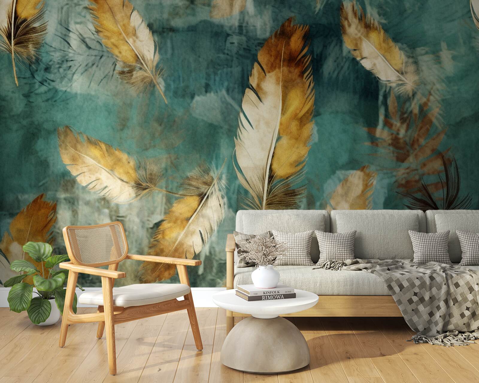 Фотошпалери золоте абстрактне листя