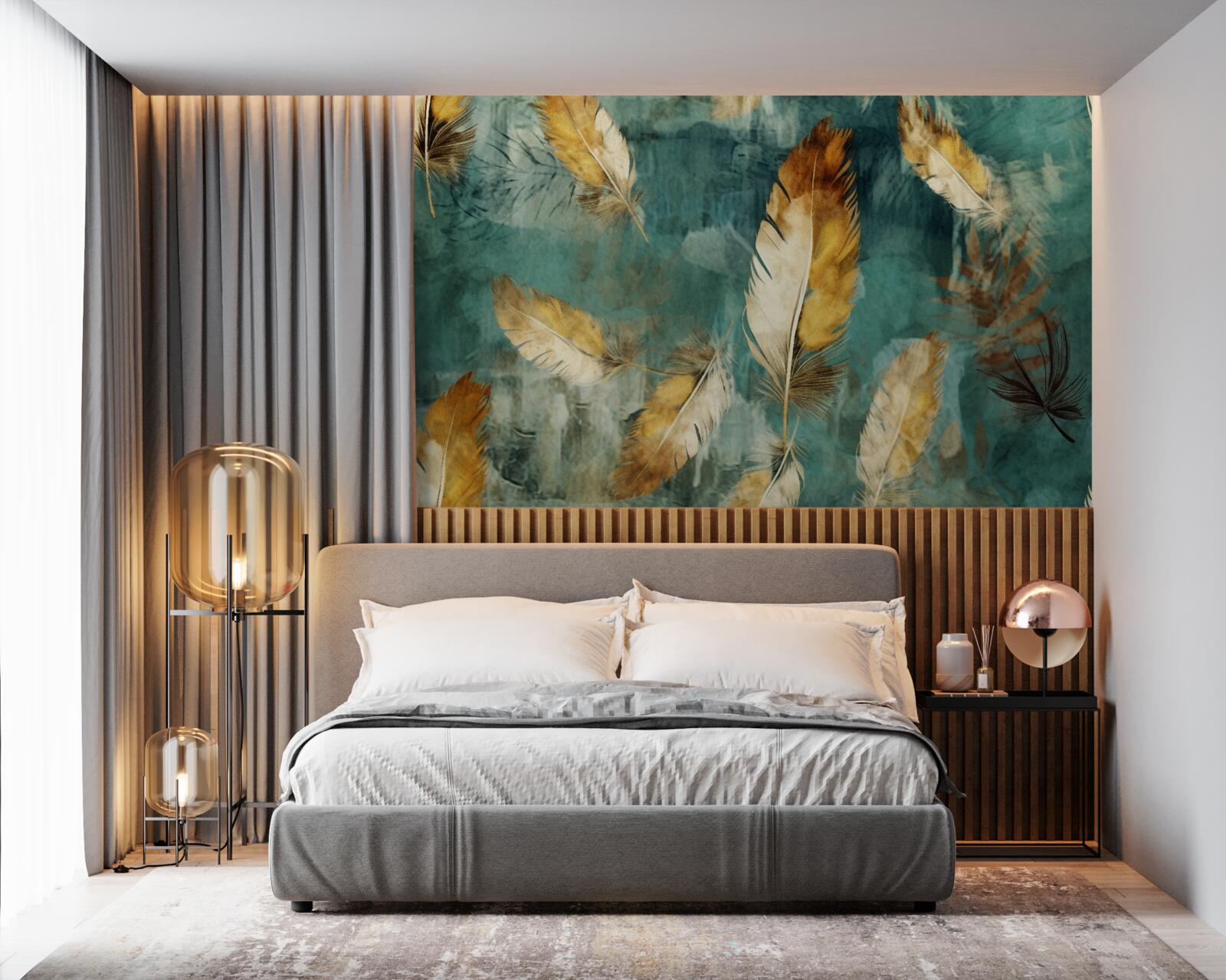 Фотошпалери золоте абстрактне листя