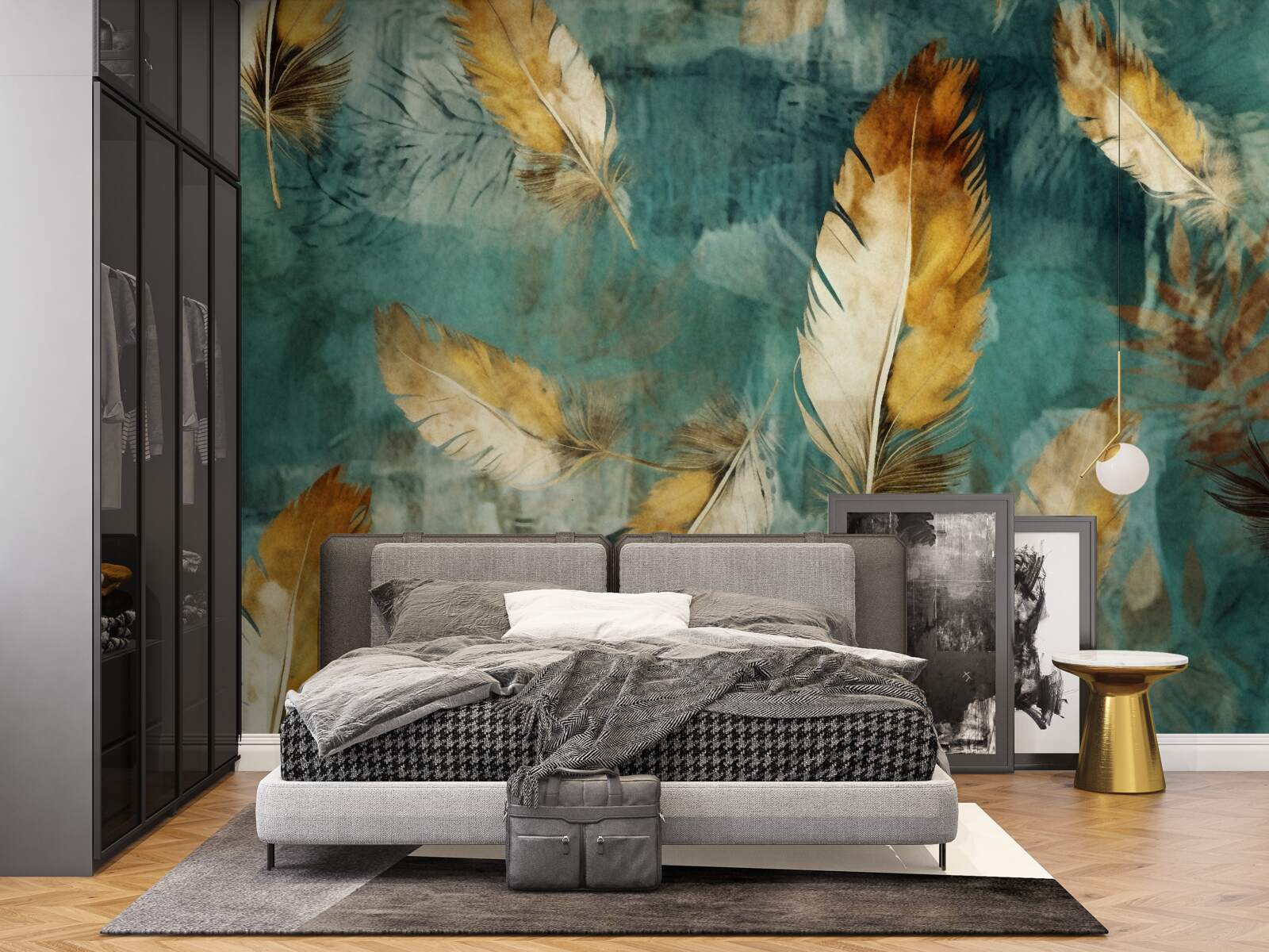 Фотошпалери золоте абстрактне листя