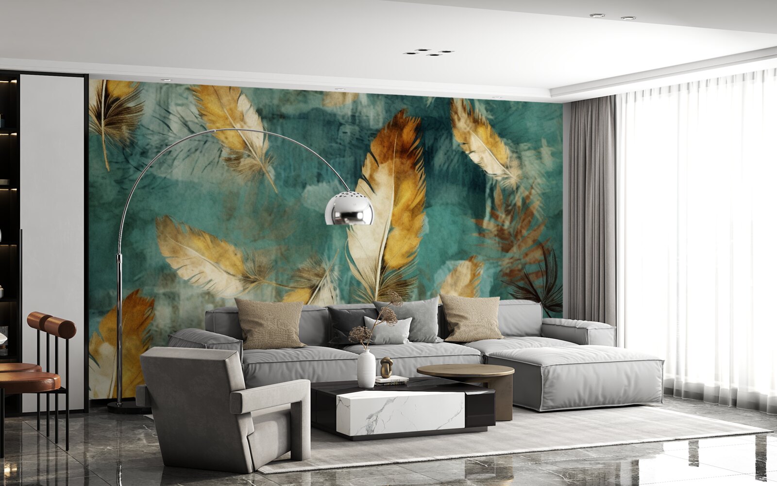 Фотошпалери золоте абстрактне листя