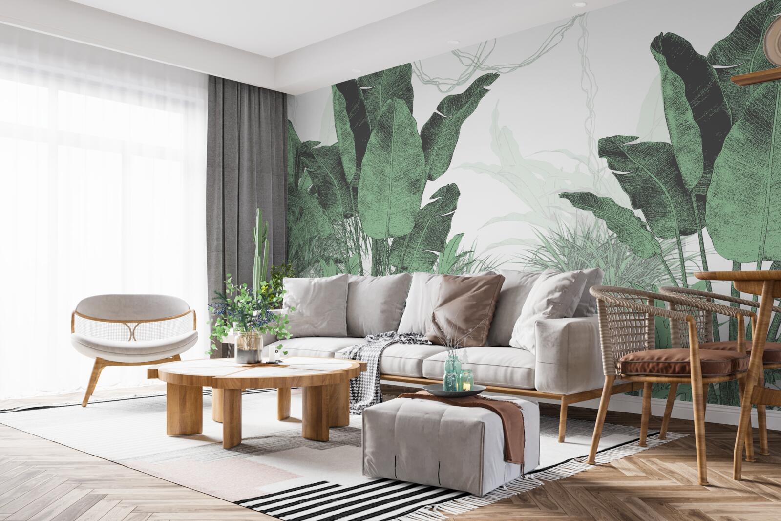 Фотошпалери велике тропічне листя значного розміру