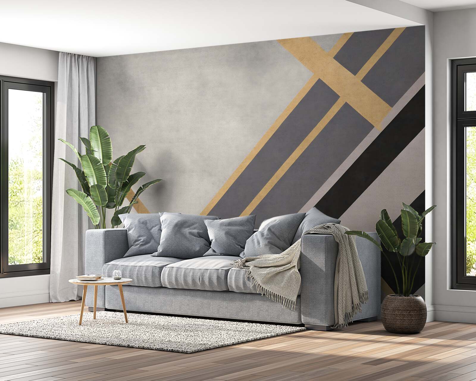 Фотошпалери кольорові лінії на плитках розподілені рівномірно