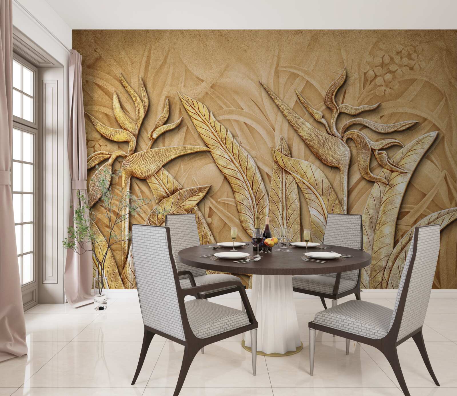 Фотошпалери текстурні візерунки на листі дерев