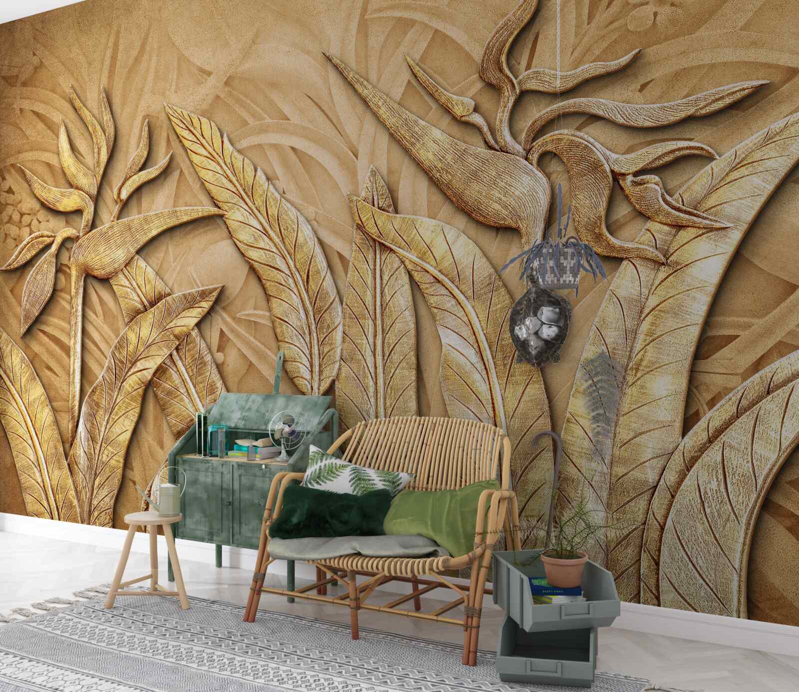 Фотошпалери текстурні візерунки на листі дерев