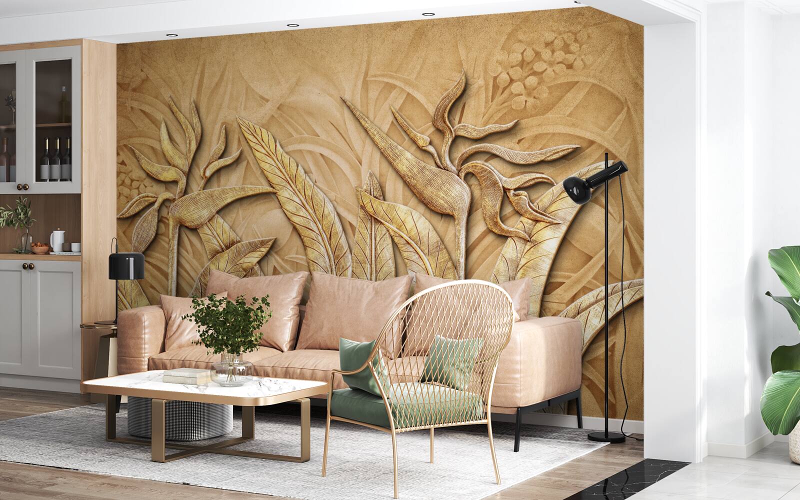 Фотошпалери текстурні візерунки на листі дерев