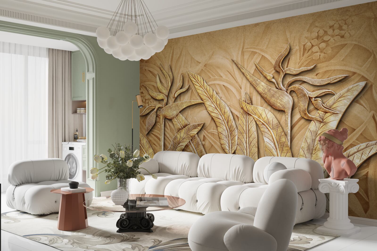 Фотошпалери текстурні візерунки на листі дерев