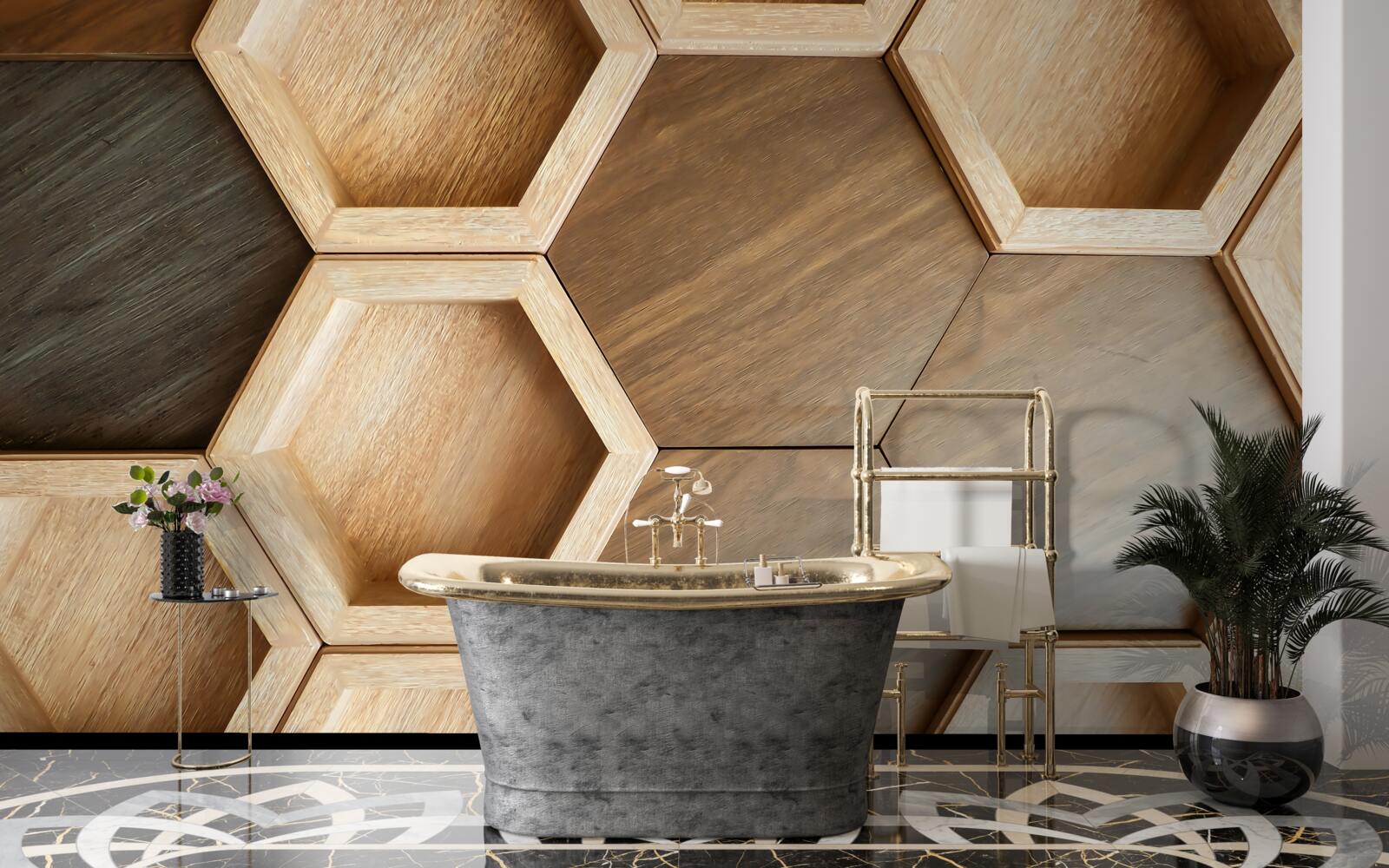 Фотошпалери різнокольорові дерев'яні комірки