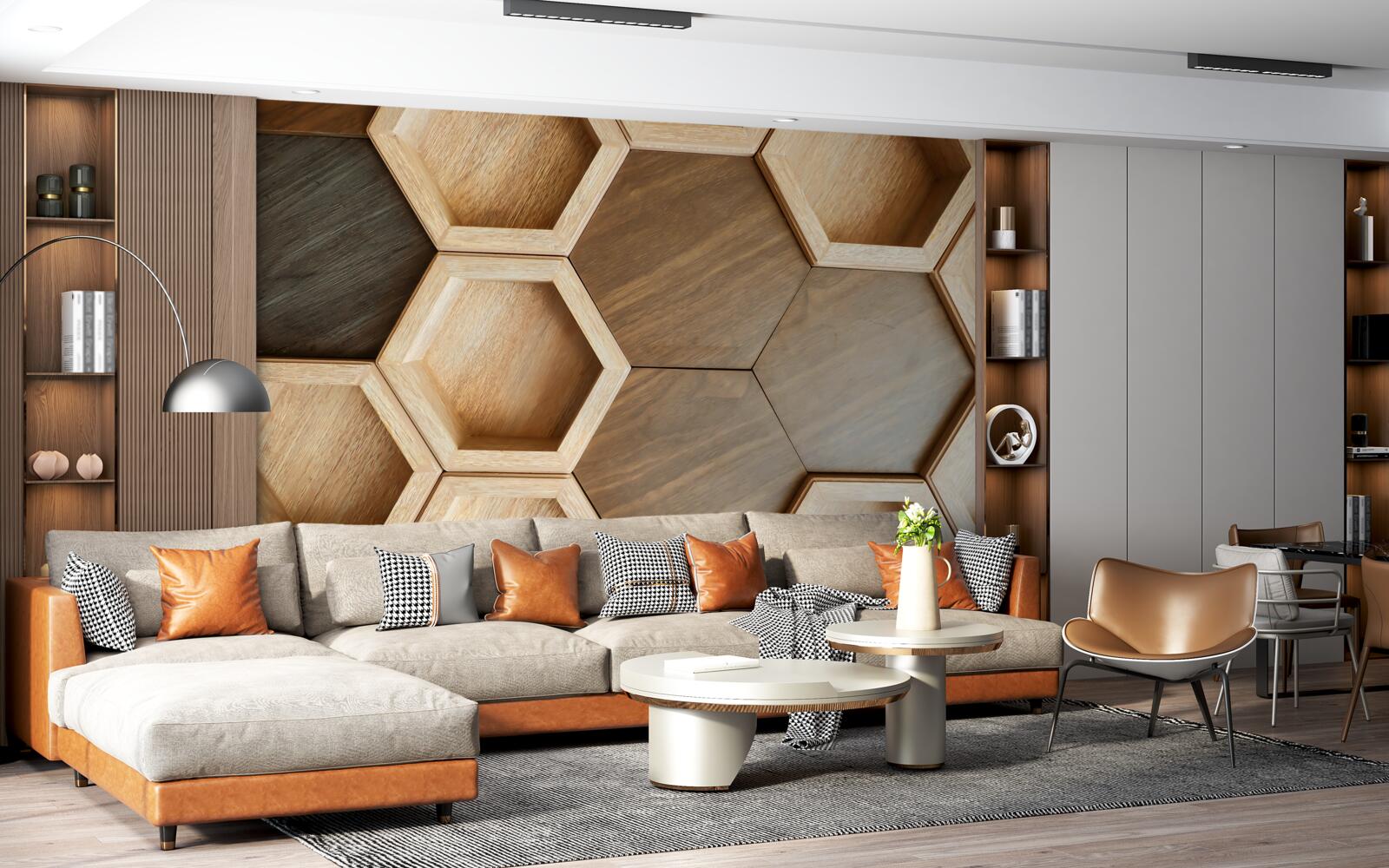 Фотошпалери різнокольорові дерев'яні комірки