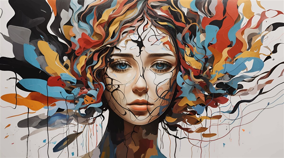 Фотошпалери абстрактний з об'ємним дівочим волоссям