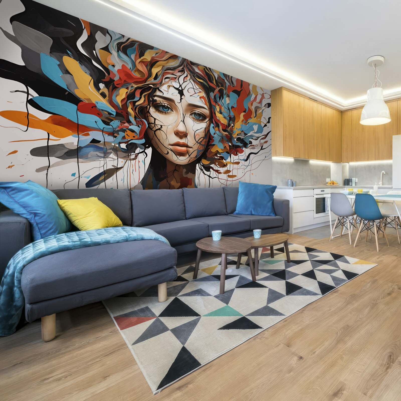 Фотошпалери абстрактний з об'ємним дівочим волоссям