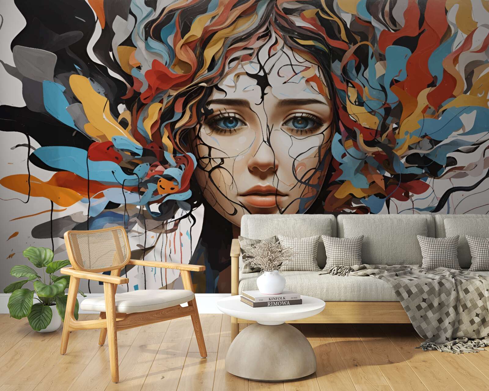 Фотошпалери абстрактний з об'ємним дівочим волоссям