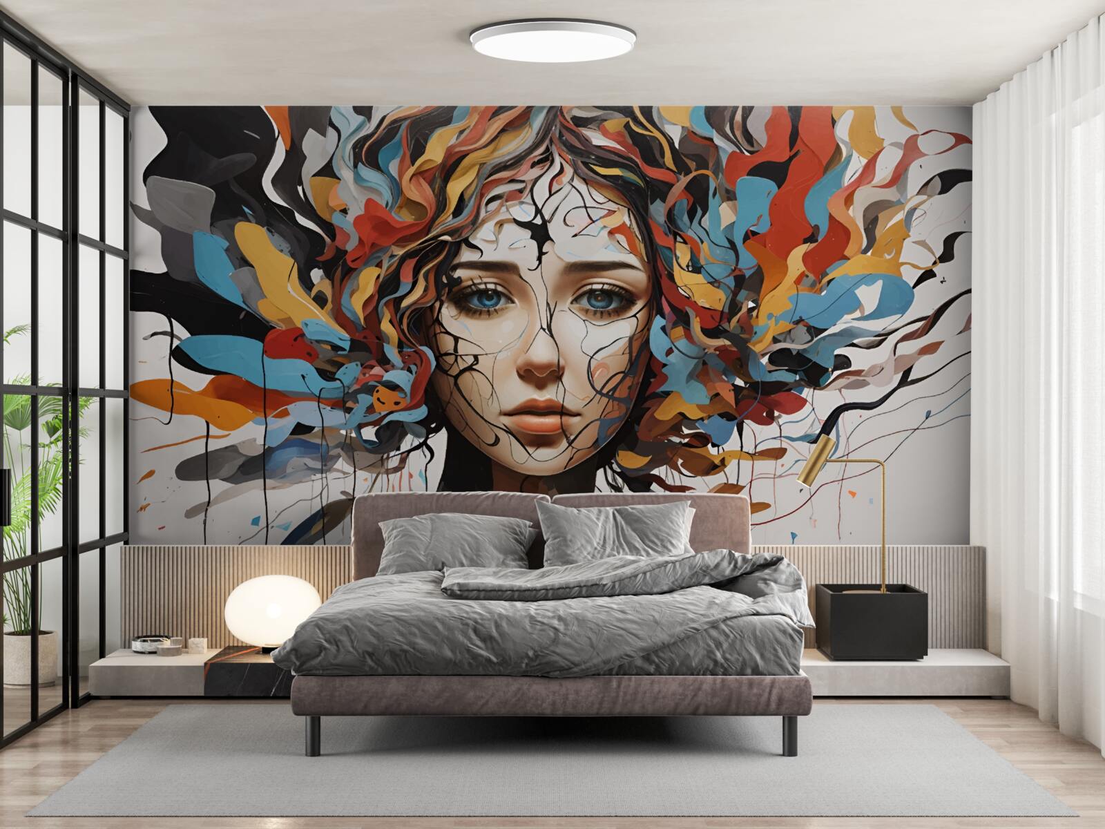 Фотошпалери абстрактний з об'ємним дівочим волоссям