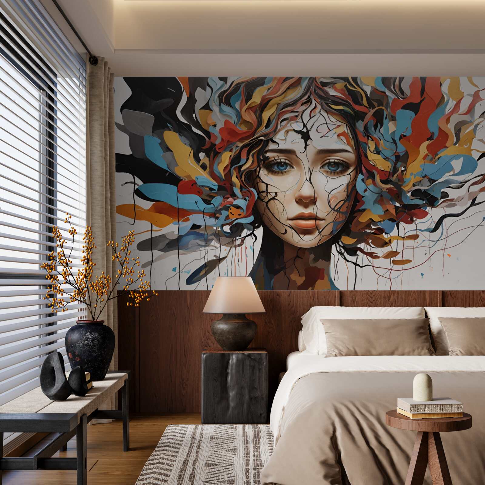 Фотошпалери абстрактний з об'ємним дівочим волоссям