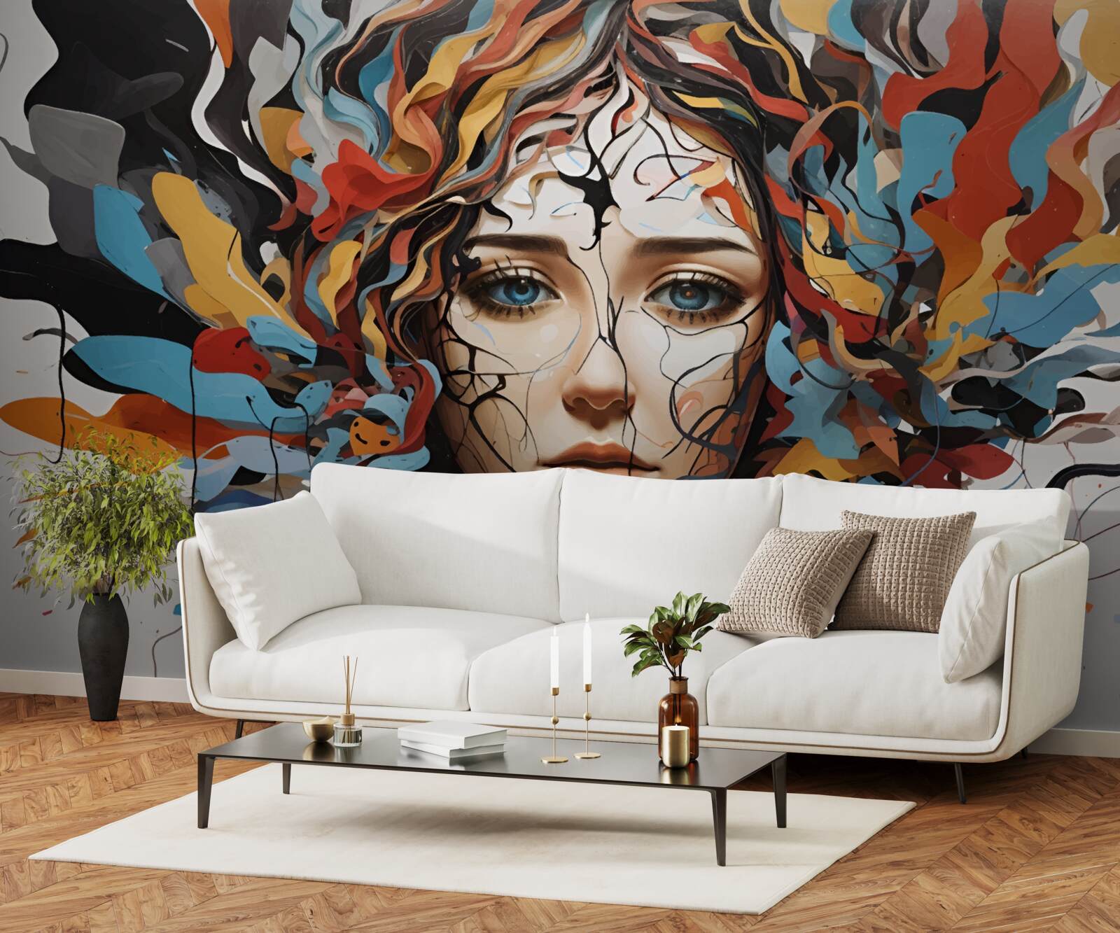 Фотошпалери абстрактний з об'ємним дівочим волоссям