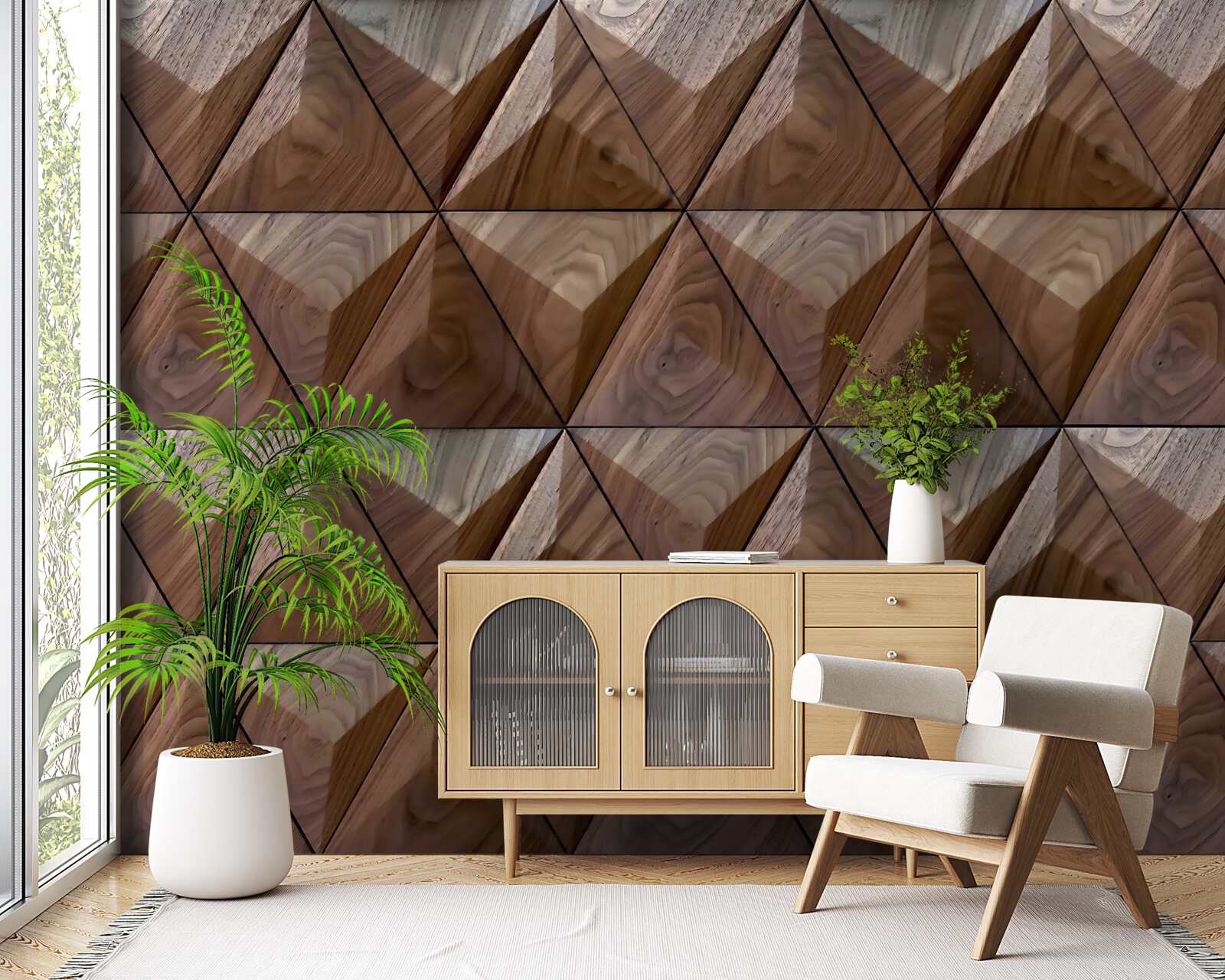 Фотошпалери трикутні форми з текстурою дерева