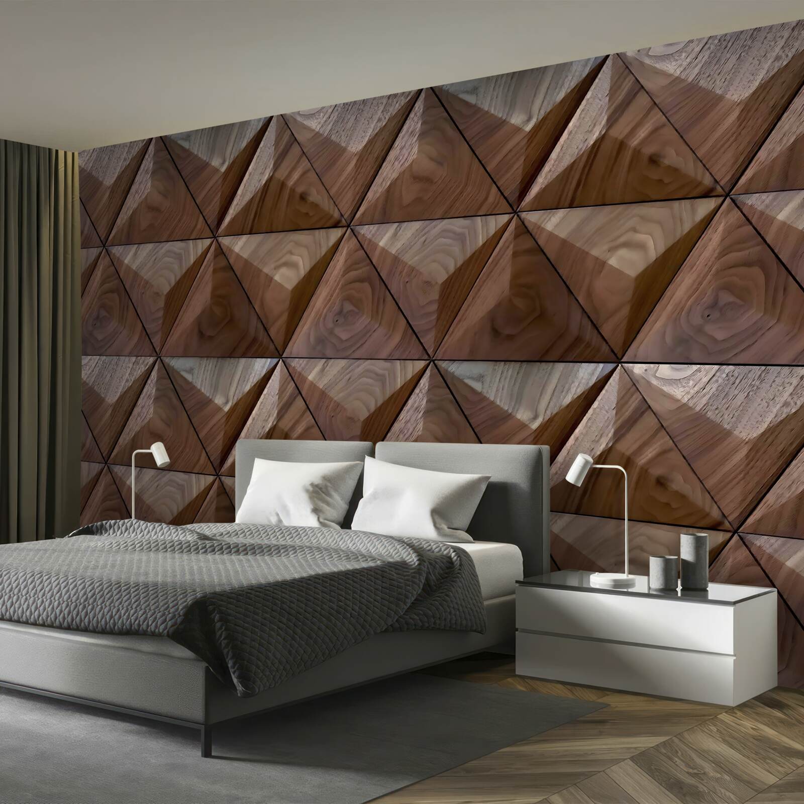 Фотошпалери трикутні форми з текстурою дерева