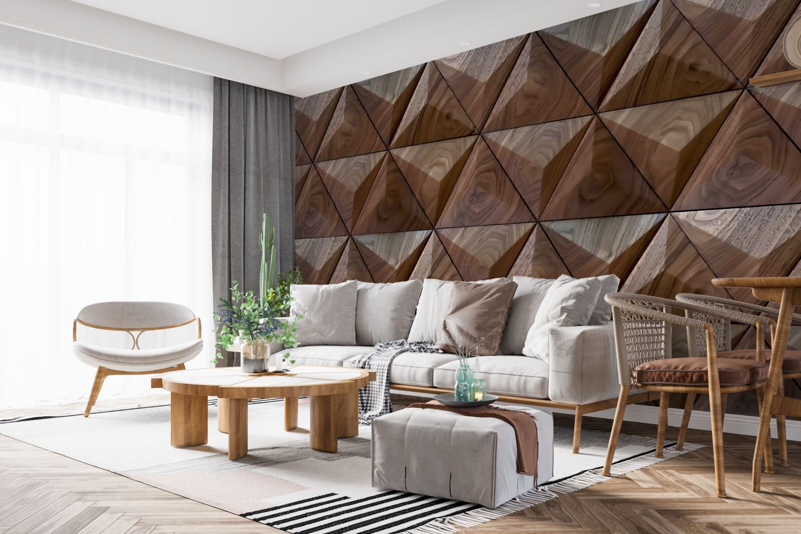 Фотошпалери трикутні форми з текстурою дерева