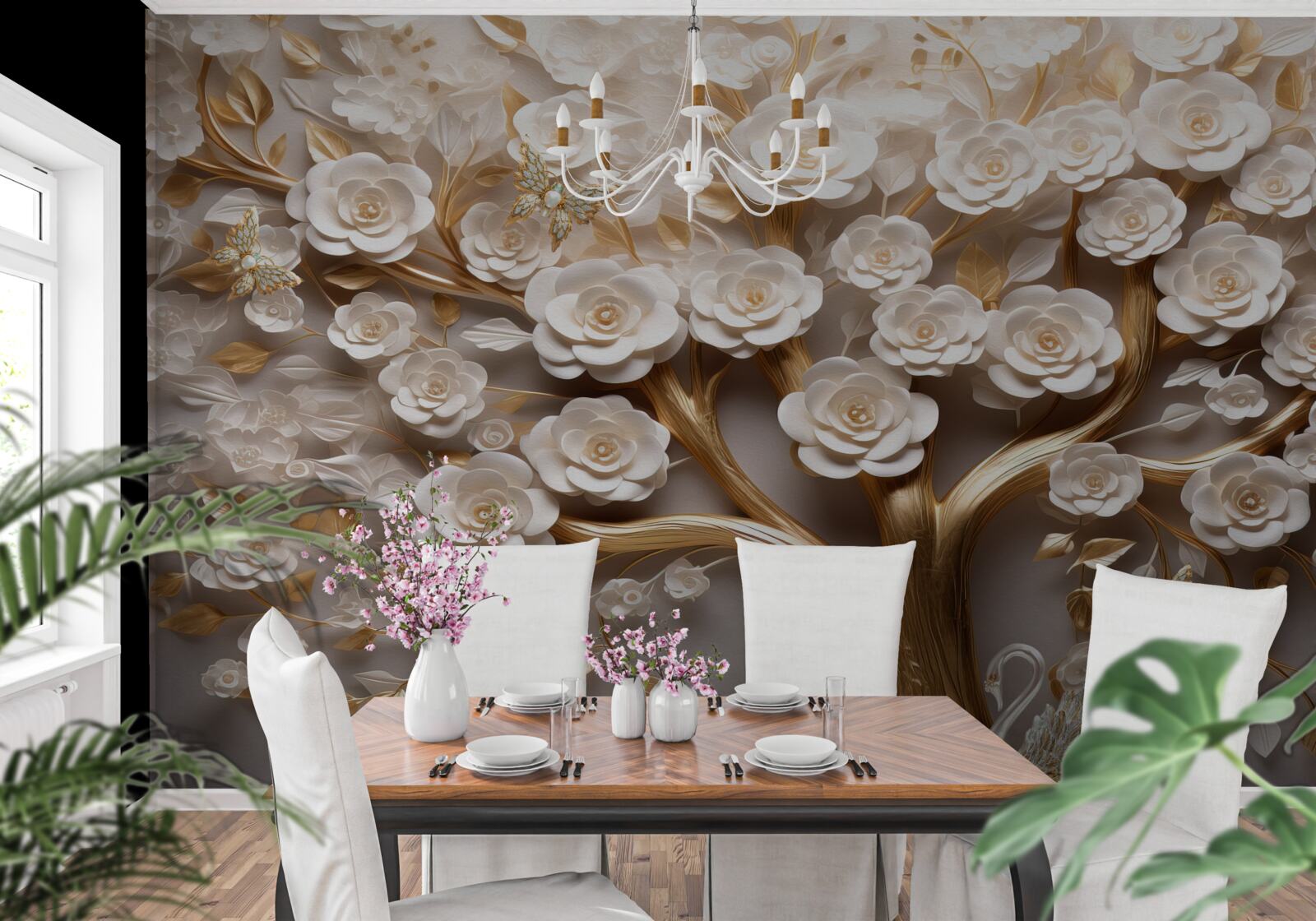 Фотошпалери дерево з густими та рясними квітами